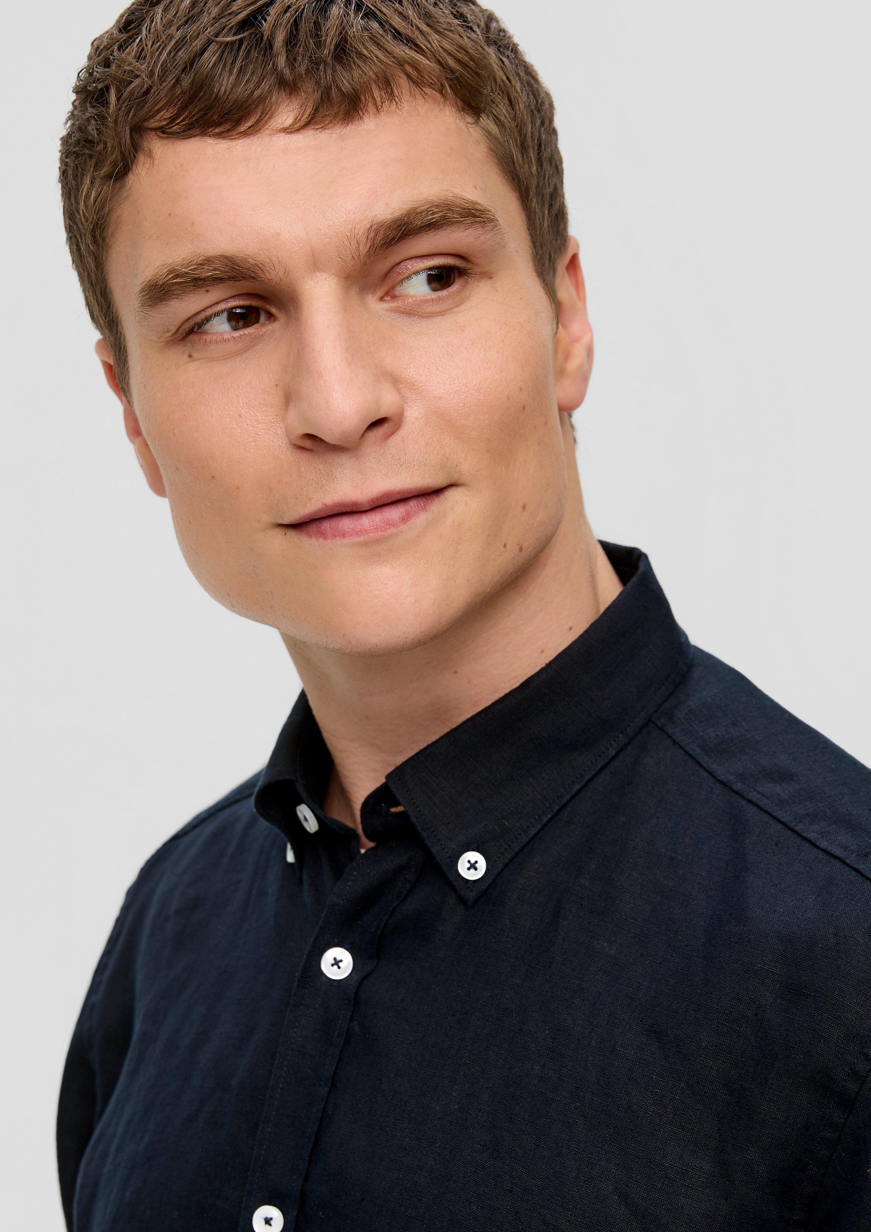 s.Oliver Langarmhemd Leinenhemd mit Button-Down-Kragen günstig online kaufen
