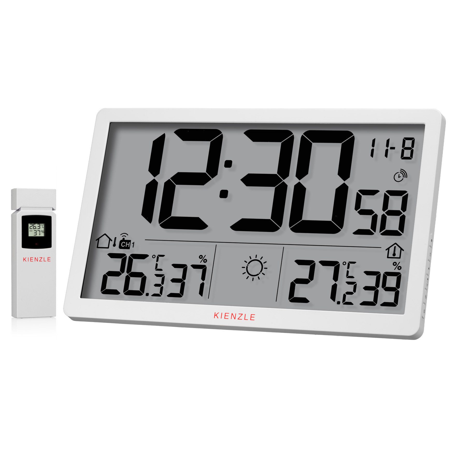 Kienzle KIENZLE Jumbo NEO LCD Wetter-Wanduhr weiß Innenwetterstation