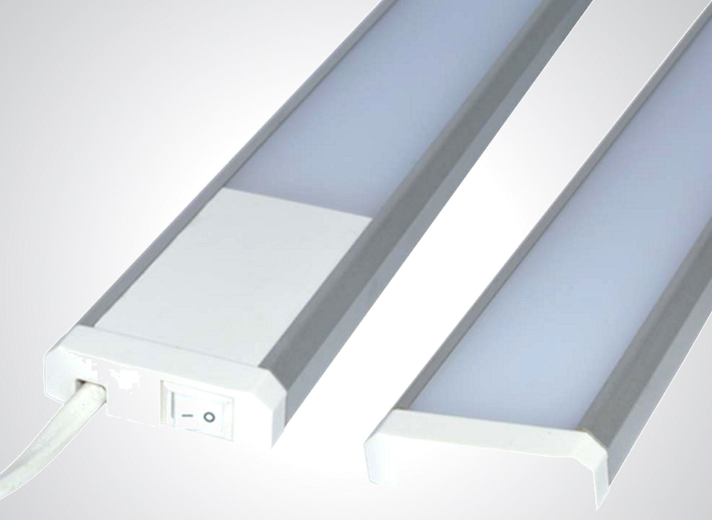 TRANGO LED Unterbauleuchte, Dimmfunktion, 2534 LED Unterbaulampe 4-Stufen dimmbar *SUN* Lichtleiste, Küchenunterbau Beleuchtung 900mm lang 15 Watt 230V in Titan/weiß inkl. Touchdimmer ON/Off Schalter 3000K warmweiß Led Leiste, Aufbauleuchte, Schrankbeleuchtung, Unterbauleiste