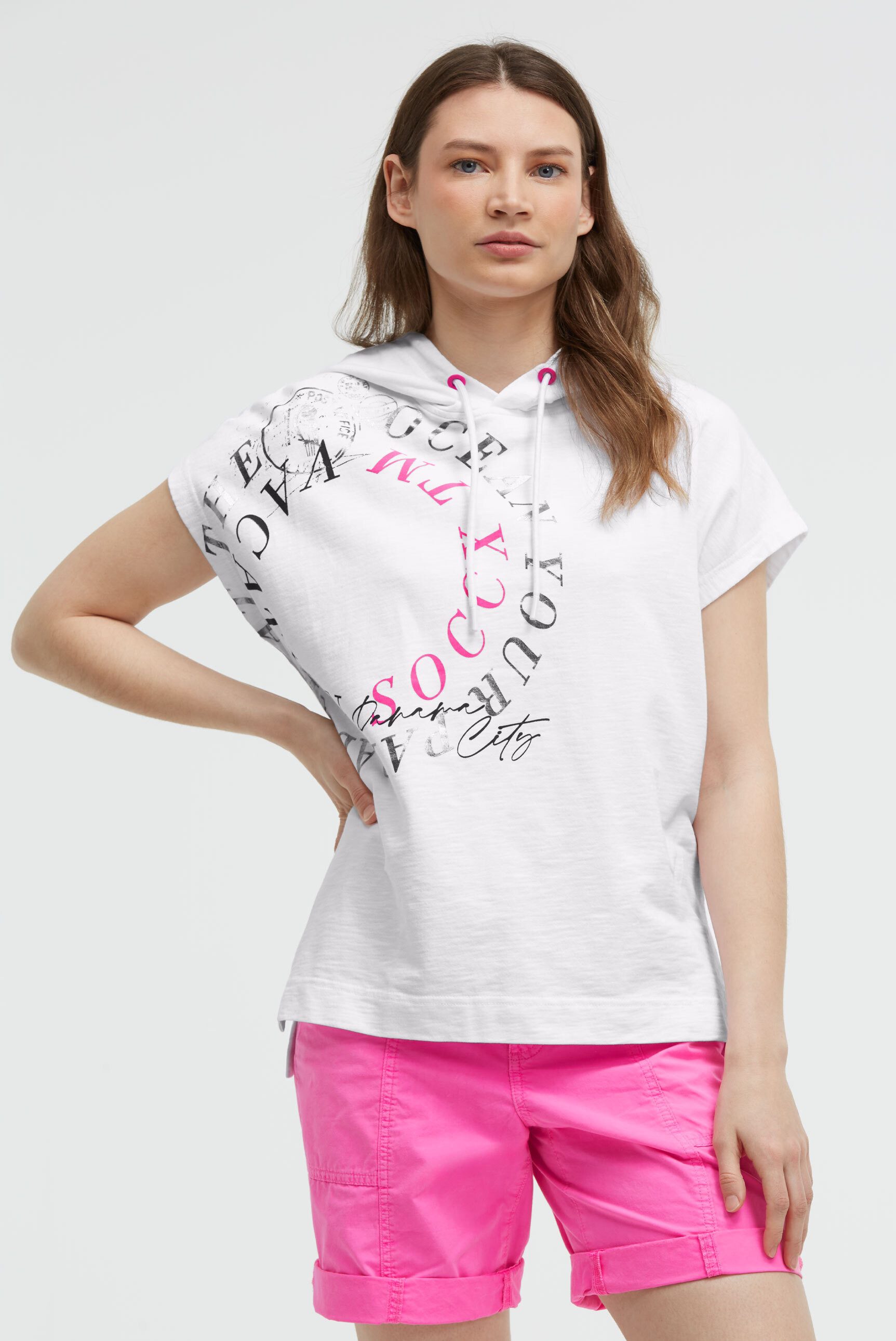 SOCCX Kapuzensweatshirt mit überschnittener Schulter & Seitenschlitze