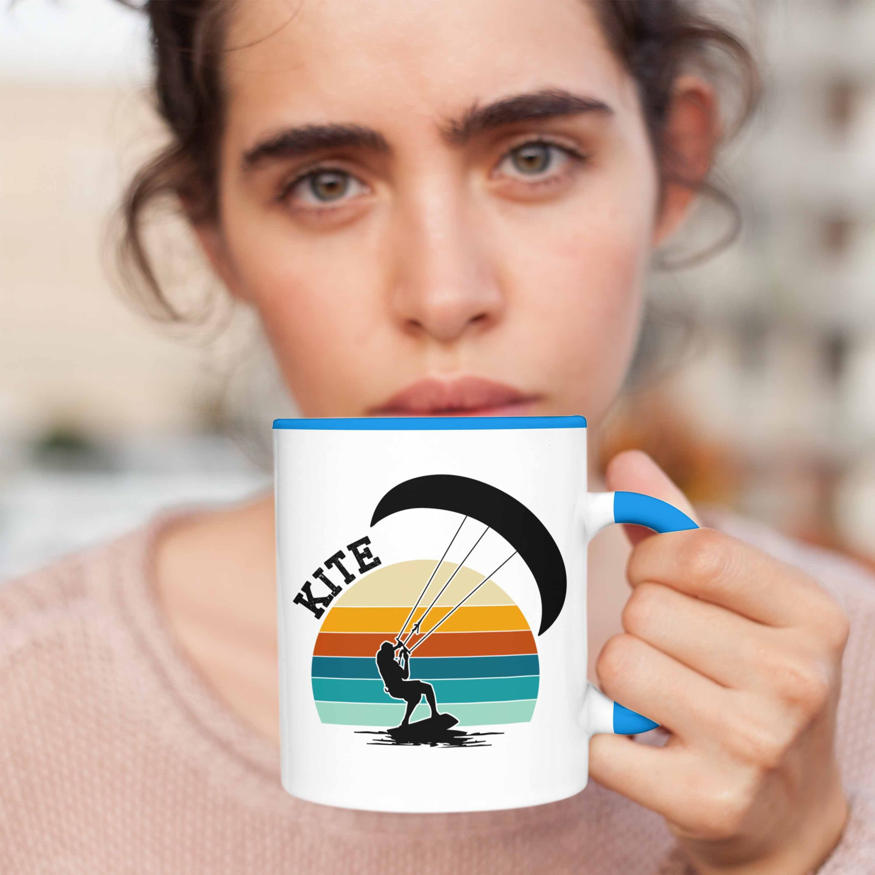 Trendation Tasse Kitesurfing Tasse Surf Weihnachten Geschenk Kite Blau Geschenkidee Trendation Geburtstag Hobby 