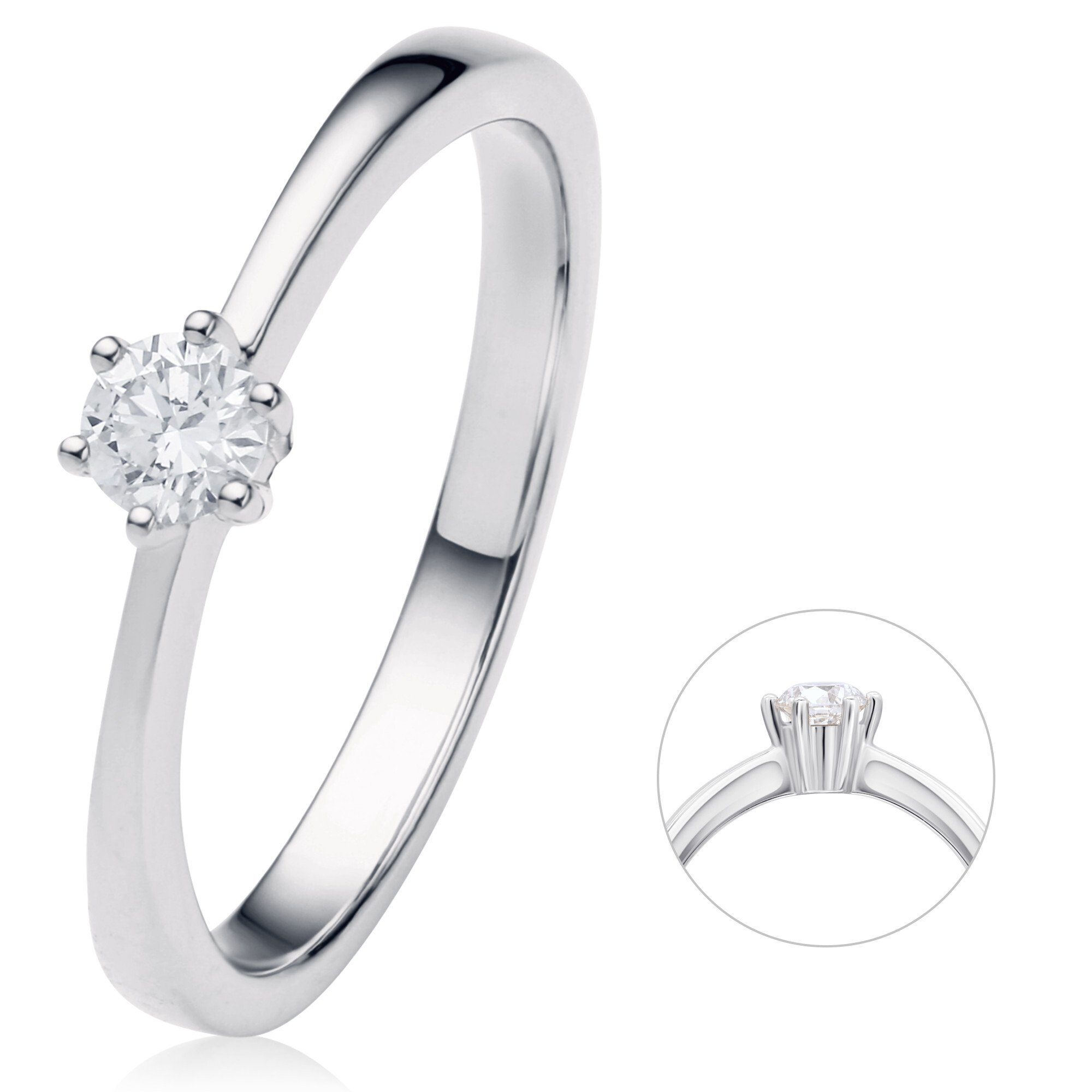 ONE ELEMENT Diamantring 0.15 ct Diamant Brillant Ring aus 750 Weißgold, Damen Gold Schmuck