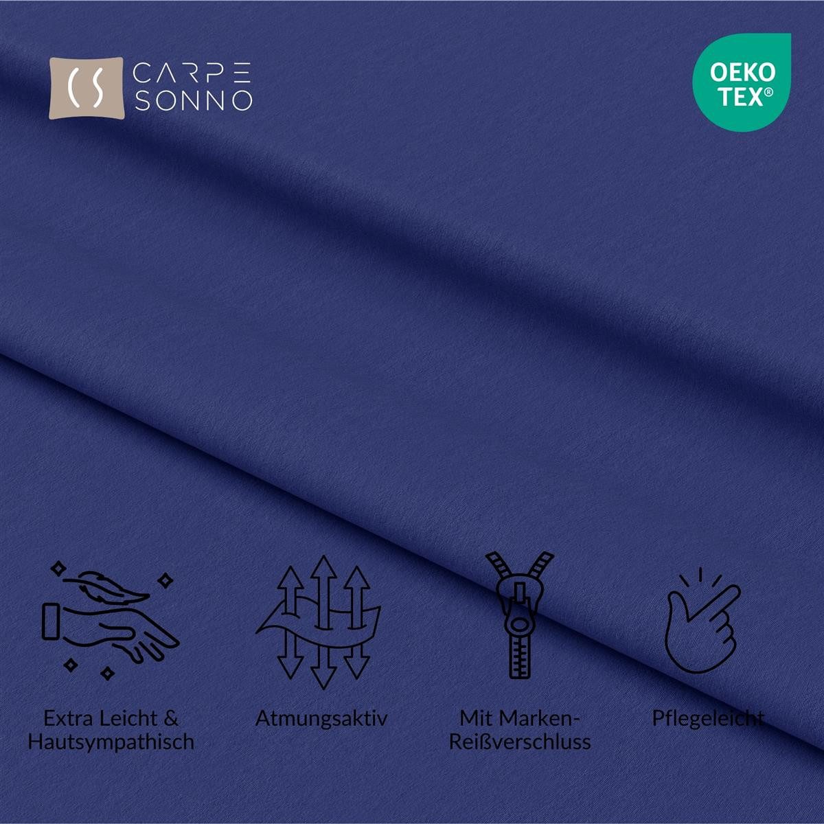 Carpe Sonno Bettwäsche Mikrofaser Bettwäsche 135x200 155x220 200x200 Einfarbig Atmungsaktiv, Mikrofaser, 2 teilig, Uni Bettbezug 155x220 Blau - Super soft & Oeko-Tex Zertifiziert