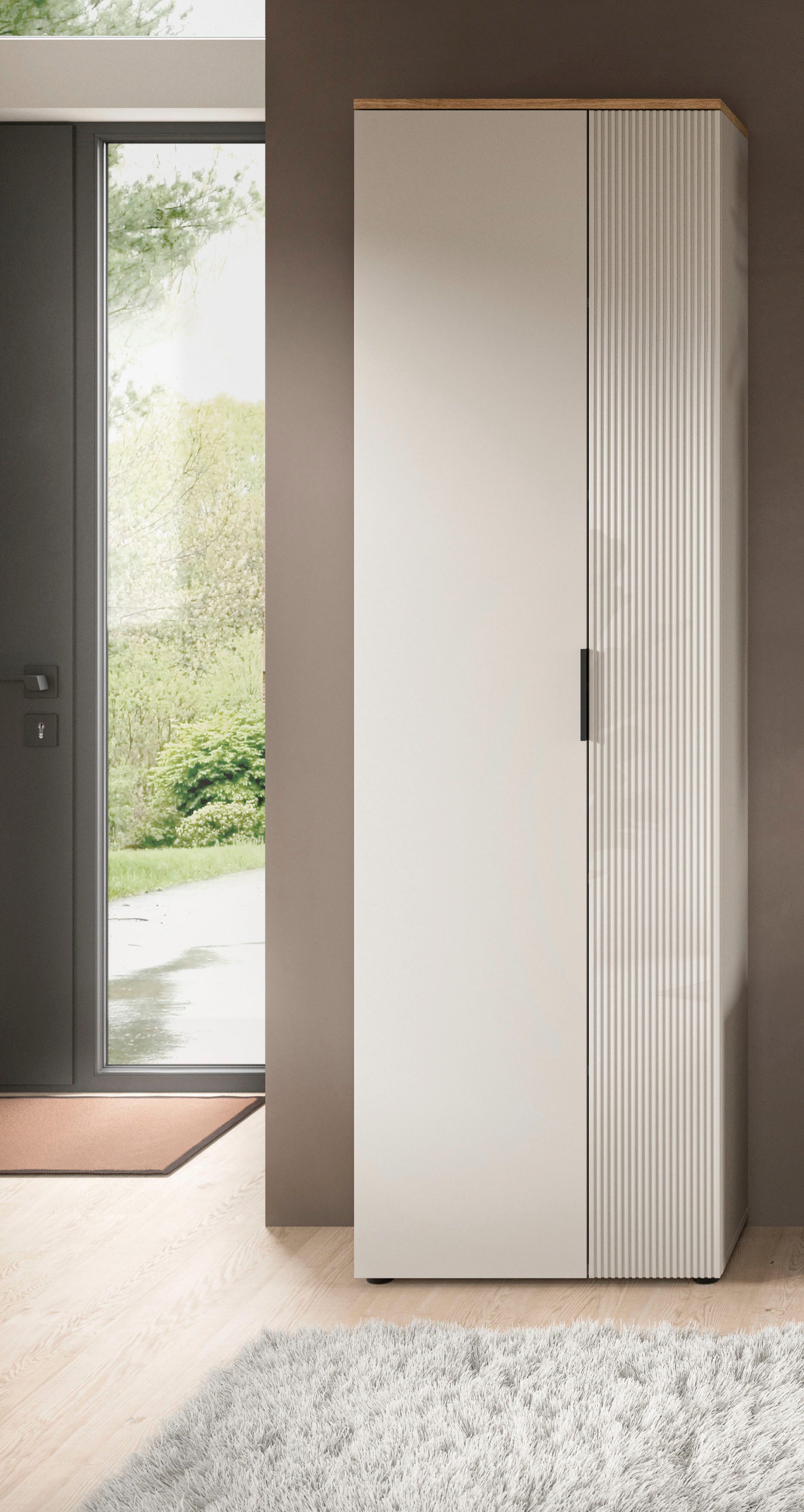 Home affaire Garderobenschrank EDIL, Höhe 190cm, 2 Türen, 5 Böden, 6 Fächer (moderne Farbkombination, Platz für ca. 18 Paar Schuhe) Kleiderschrank, Flurschrank, – Bild 2 von 5