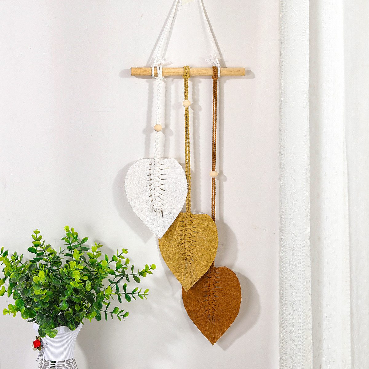 Kaket Hängedekoration Blatt Makramee Wandbehang, Boho Raumdekor günstig online kaufen