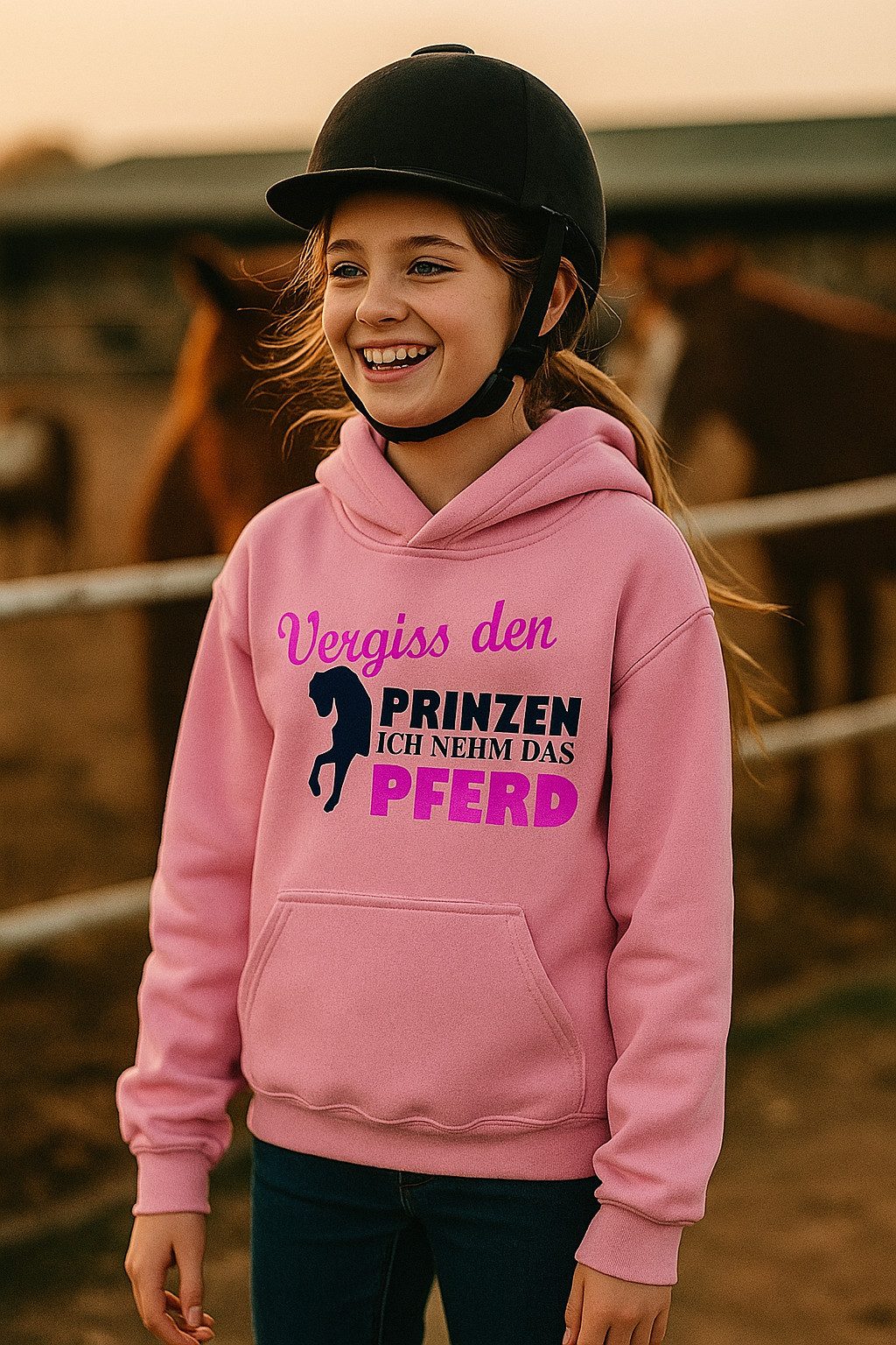 coole-fun-t-shirts Hoodie Vergiss den Prinzen ich nehm das Pferd ! Mädchen Reiten Sweatshirt
