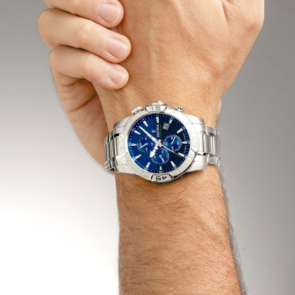 Festina Chronograph Timeless Chronograph F20704/4, Quarzuhr, Armbanduhr, Herrenuhr, Edelstahlarmband, analog, Tag