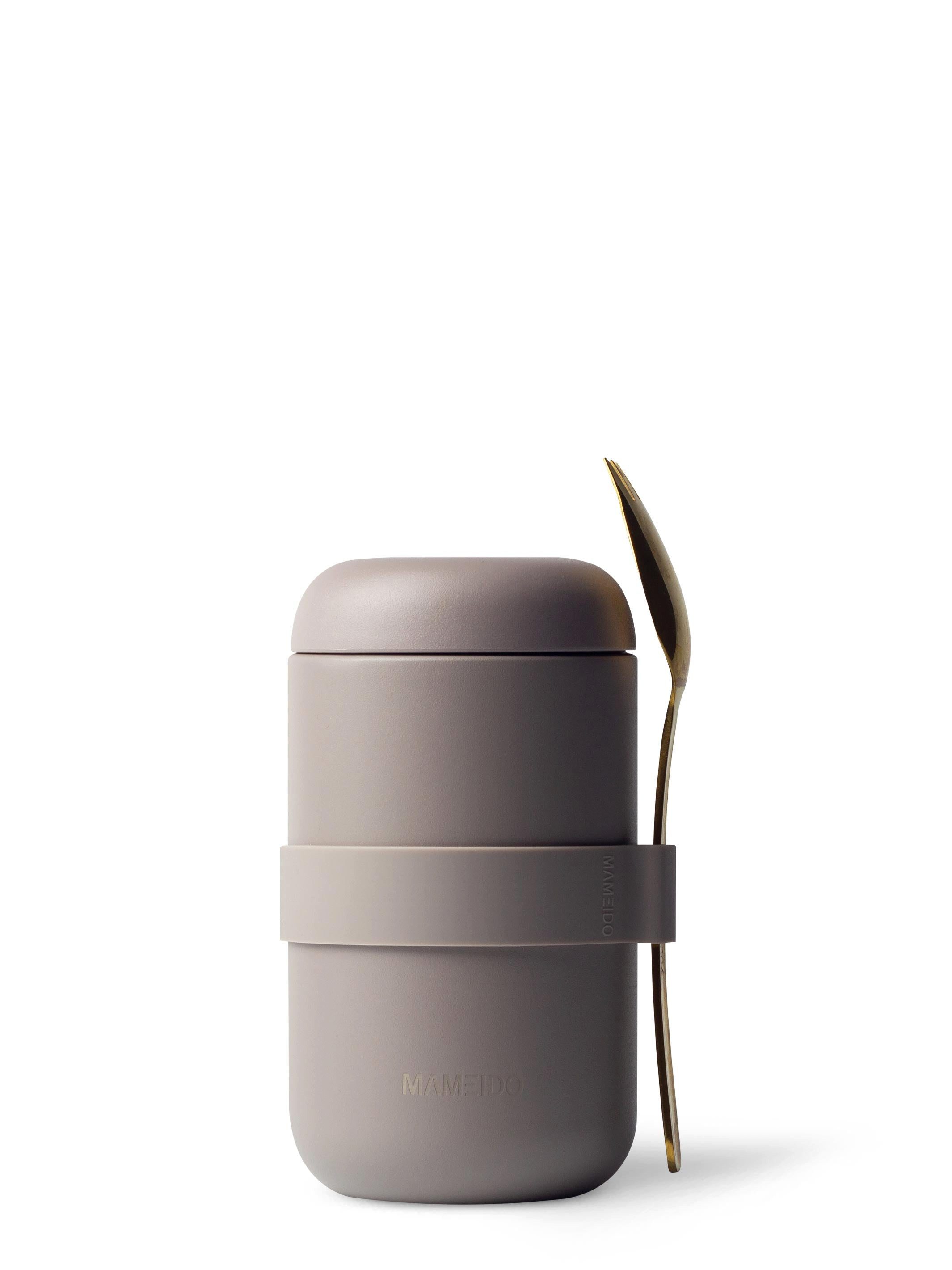 MAMEIDO Thermobehälter, Edelstahl, Kunststoff, Silikon, auslaufsicher mit Deckel und Gabel-Löffel-Besteck in 500 ml & 800 ml