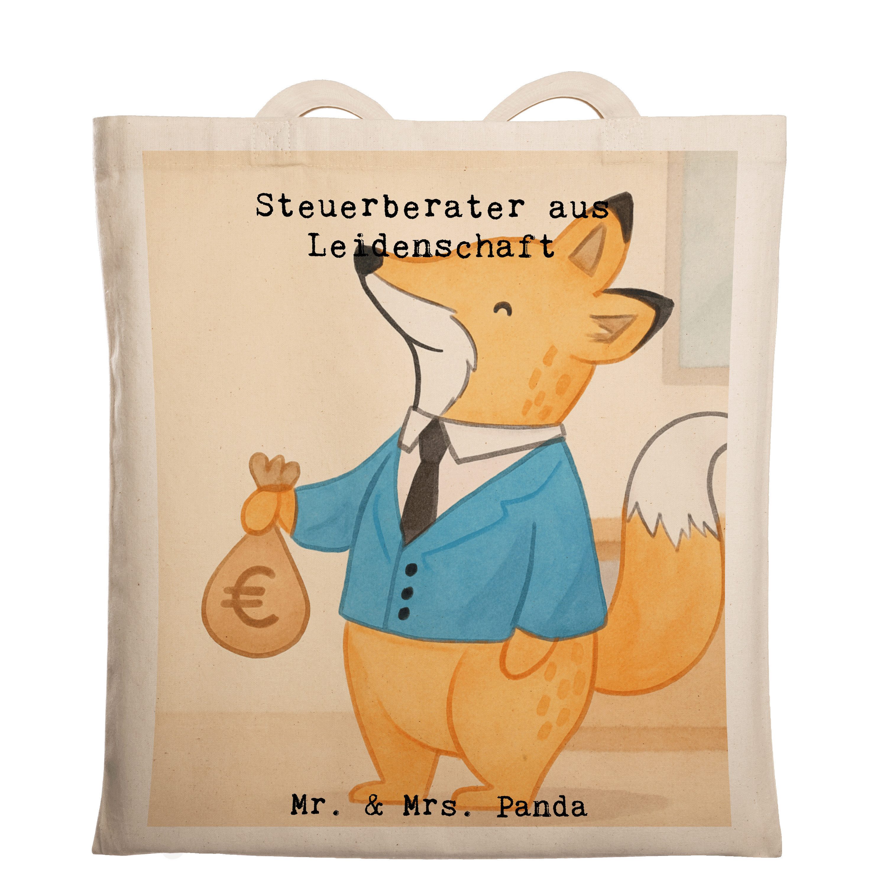 Mr. & Mrs. Panda Tragetasche Steuerberater Leidenschaft Design, Schultasche, Weiß, Tote Bag, Juteb (Packung), henkeltasche baumwolle textiltasche textilbeutel