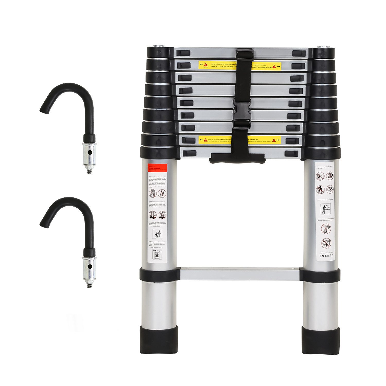 Clanmacy Teleskopleiter Teleskopleiter Alu 2,6~5m Ausziehleiter Anlegeleite günstig online kaufen