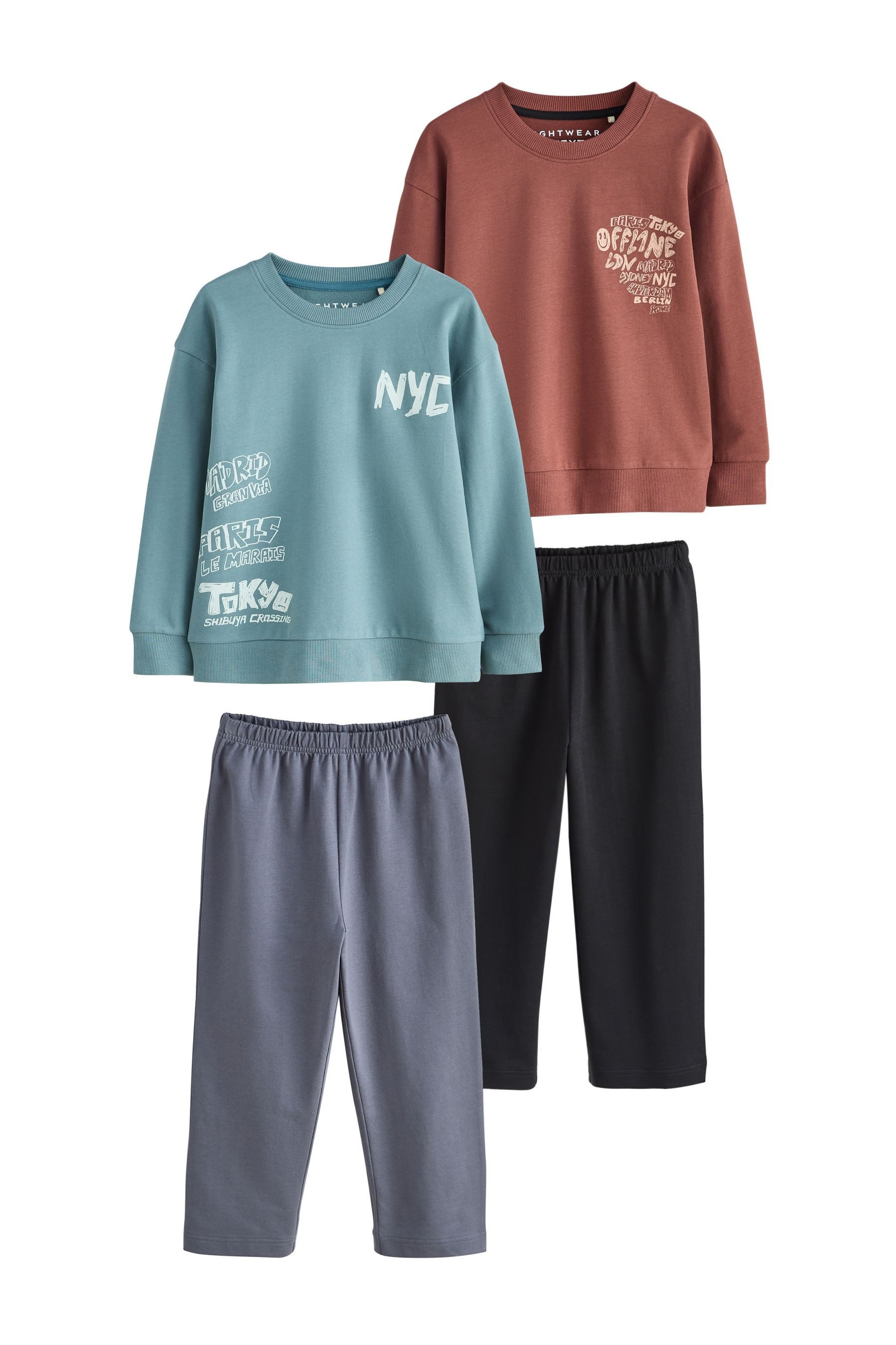 Next Pyjama Schlafanzüge mit langen Ärmeln, 2er-Pack (4 tlg)