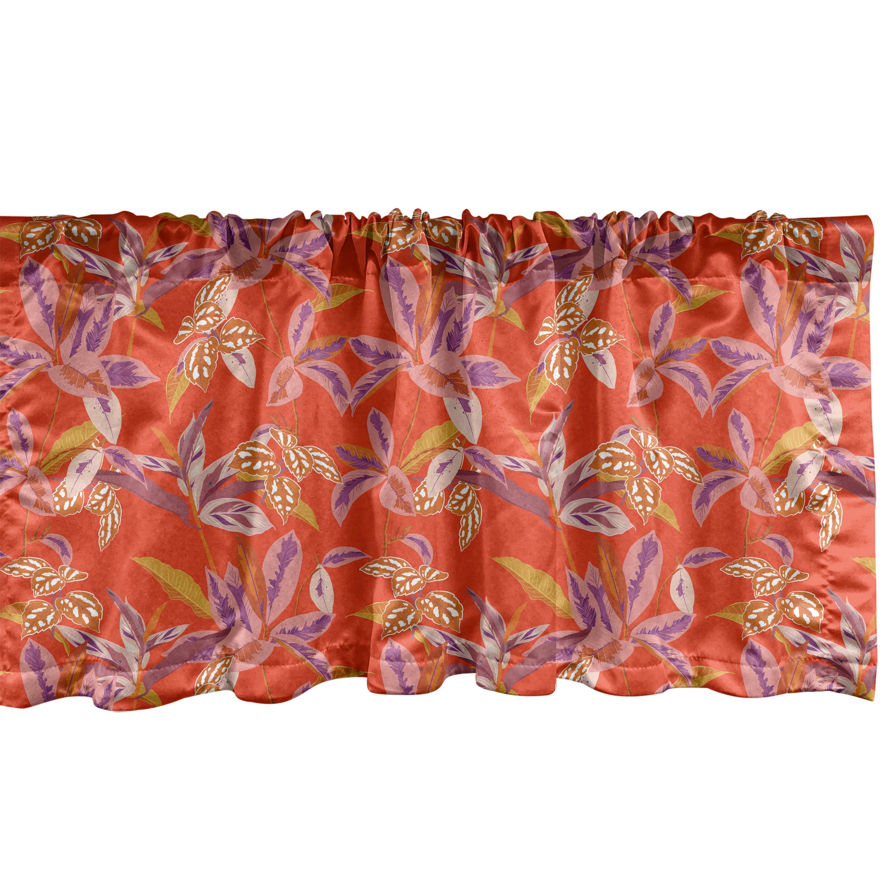 Scheibengardine Vorhang Volant für Küche Schlafzimmer Dekor mit Stangentasche, Abakuhaus, Microfaser, Blumen Glücklich Warm Blumenmuster