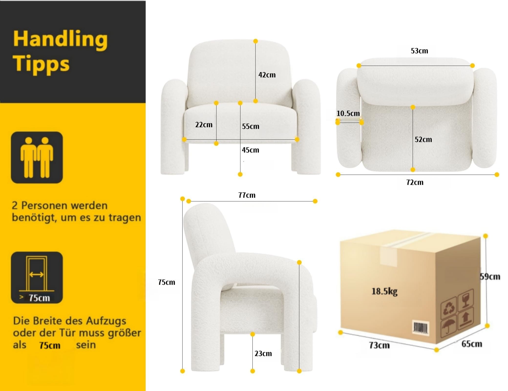 SEYNAR Sessel Moderner Sherpa-Akzent-Sessel, Teddy-Polsterarm-Sofa (1-St), günstig online kaufen