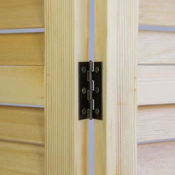 Homestyle4u Paravent 3 fach Raumteiler Holz Trennwand natur Lamellen Sichtschutz, 3-teilig