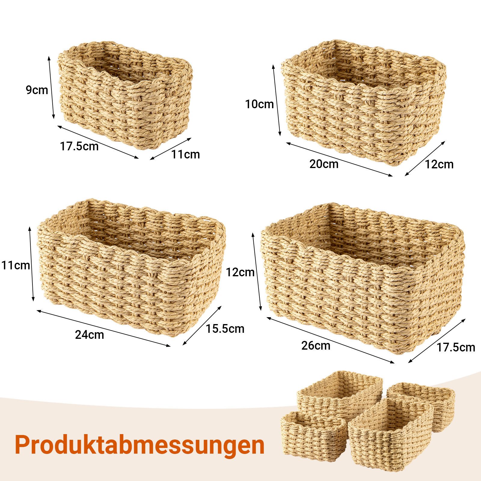 Youyijia Aufbewahrungskorb 4er-Set Aufbewahrungskörbe,Korbflechten Organisation und Aufbewahrung