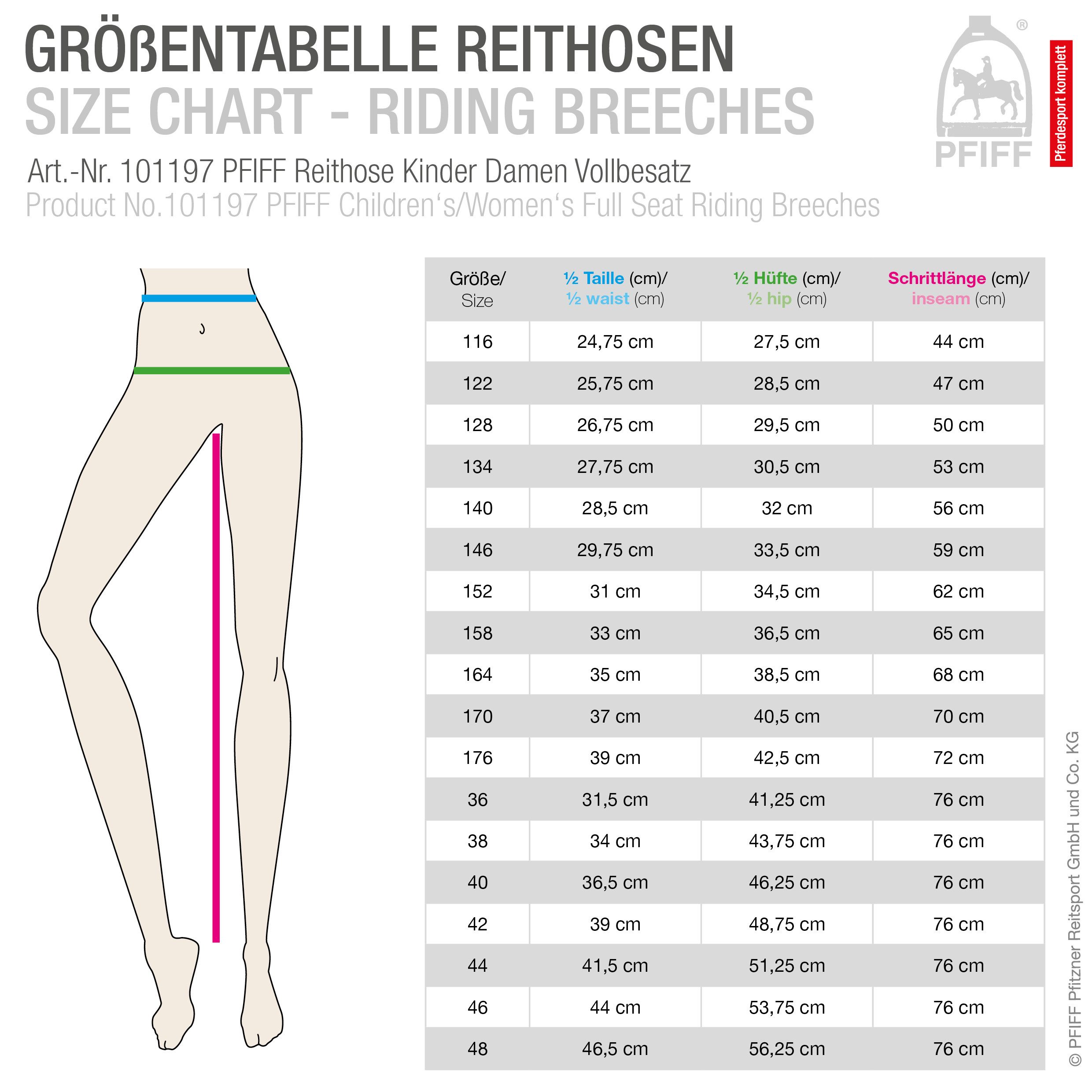 PFIFF Reiterhose Reithose Kinder/Damen Vollbesatz