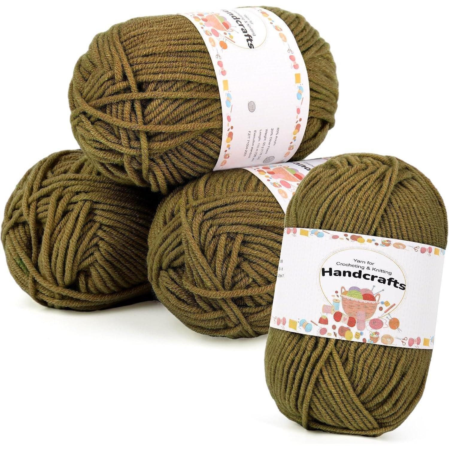 LuxusKollektion Häkelnadeln Wolle Amigurumi Baumwolle 200g 4x50g 5Ply Häkelgarn Set Yellow Camel