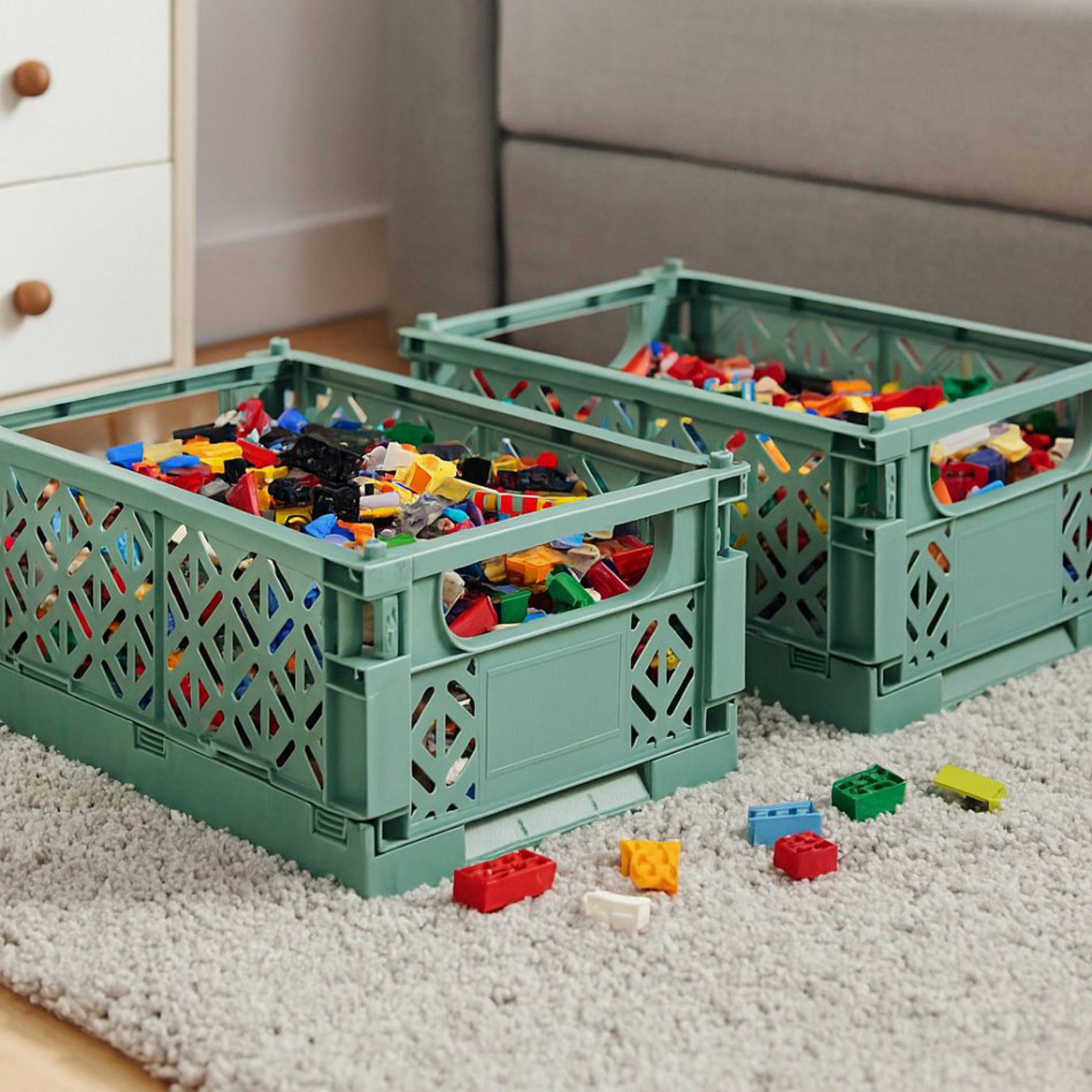 Koopman Klappbox Transportbox Kleinteilebox Faltbox 25x16x10cm 2 er Set, Blau, Faltbar, Kunststoff, Tragegriffe, Stabil – Bild 5 von 5