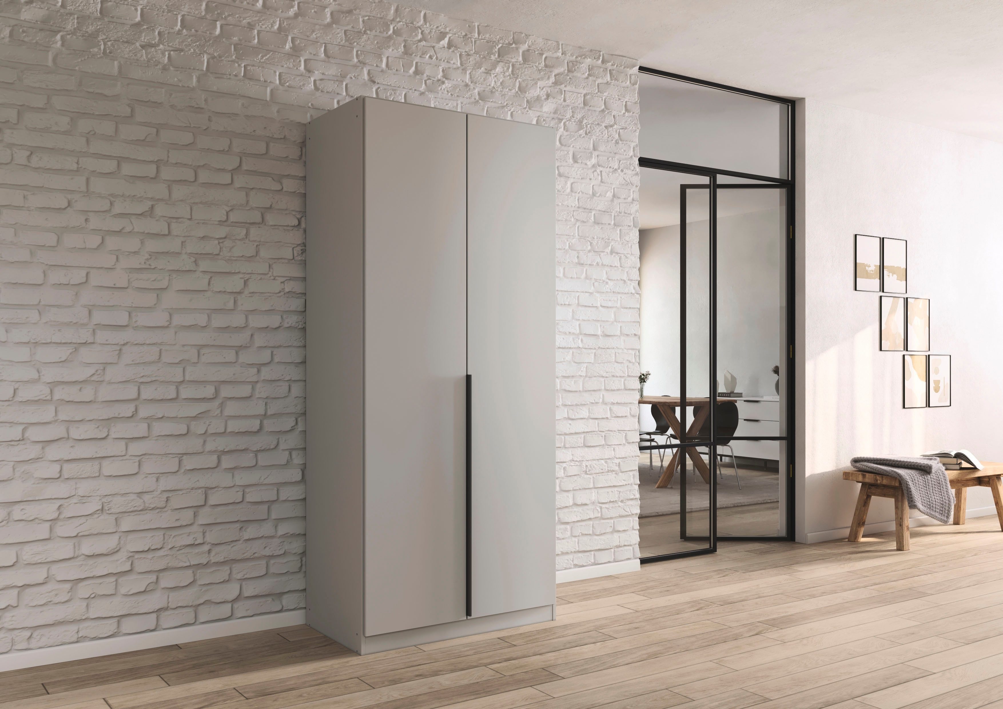 OTTO home Drehtürenschrank Kleiderschrank Schrank Garderobe AGORDO Schlafzimmer (in zwei Griff-Farben, Breiten 91-405 cm, Dekor- oder Hochglanzfront) durchdachte Innenausstattung, in 8 Breiten und 2 Höhen MADE IN GERMANY