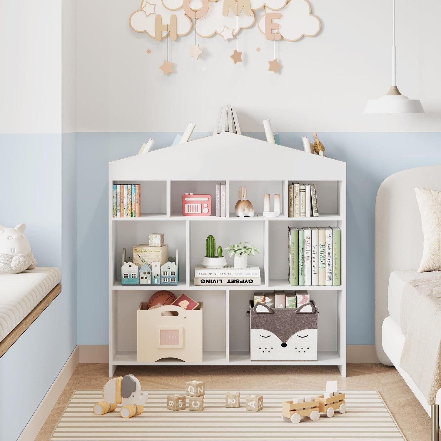 LuxusKollektion Regalkorb Bücherregal Hausform Kinderzimmer Weiß 100x103x30 (1 St)