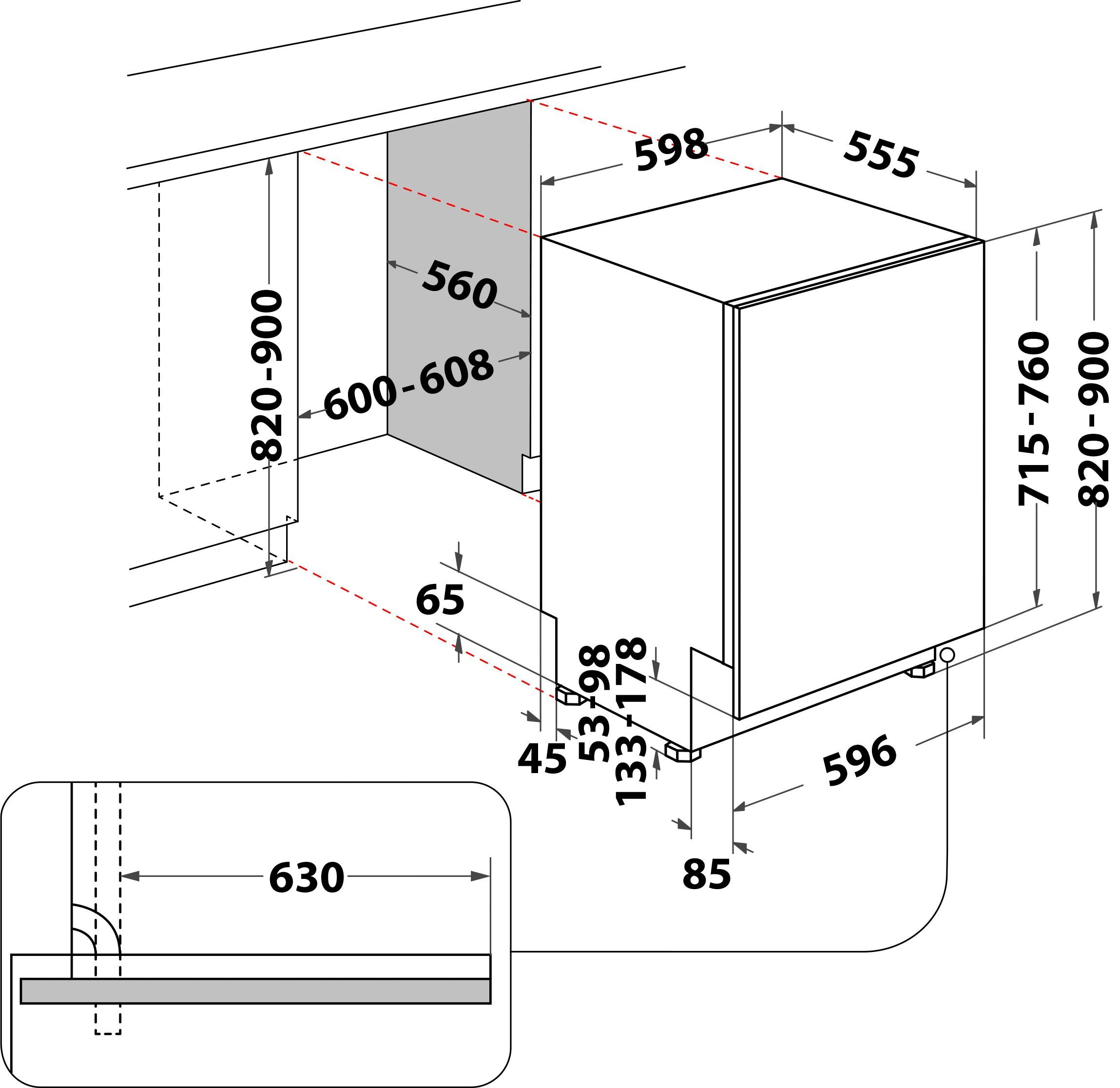 Maßgedecke 15 BAUKNECHT Geschirrspüler, HF60 TUC, vollintegrierbarer B7I