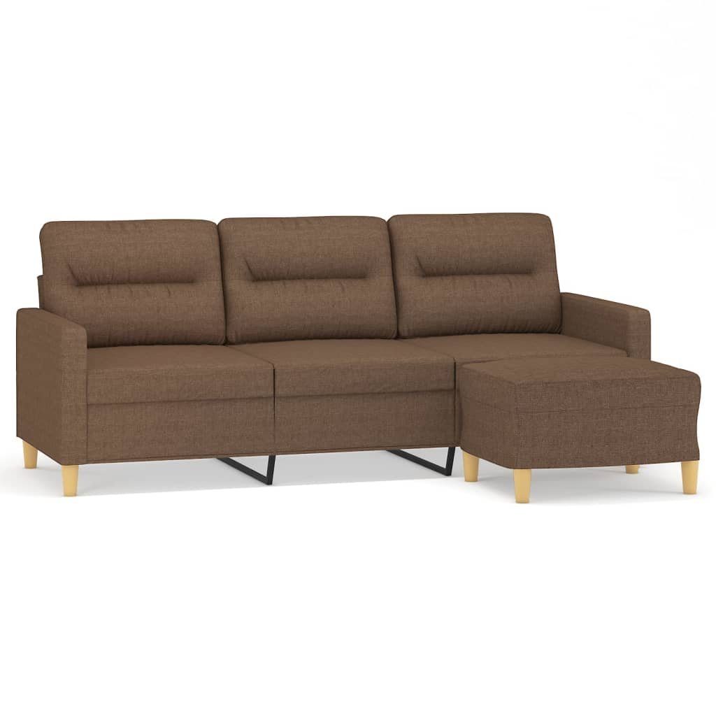vidaXL cm 3-Sitzer-Sofa Sofa mit Braun Stoff 180 Hocker