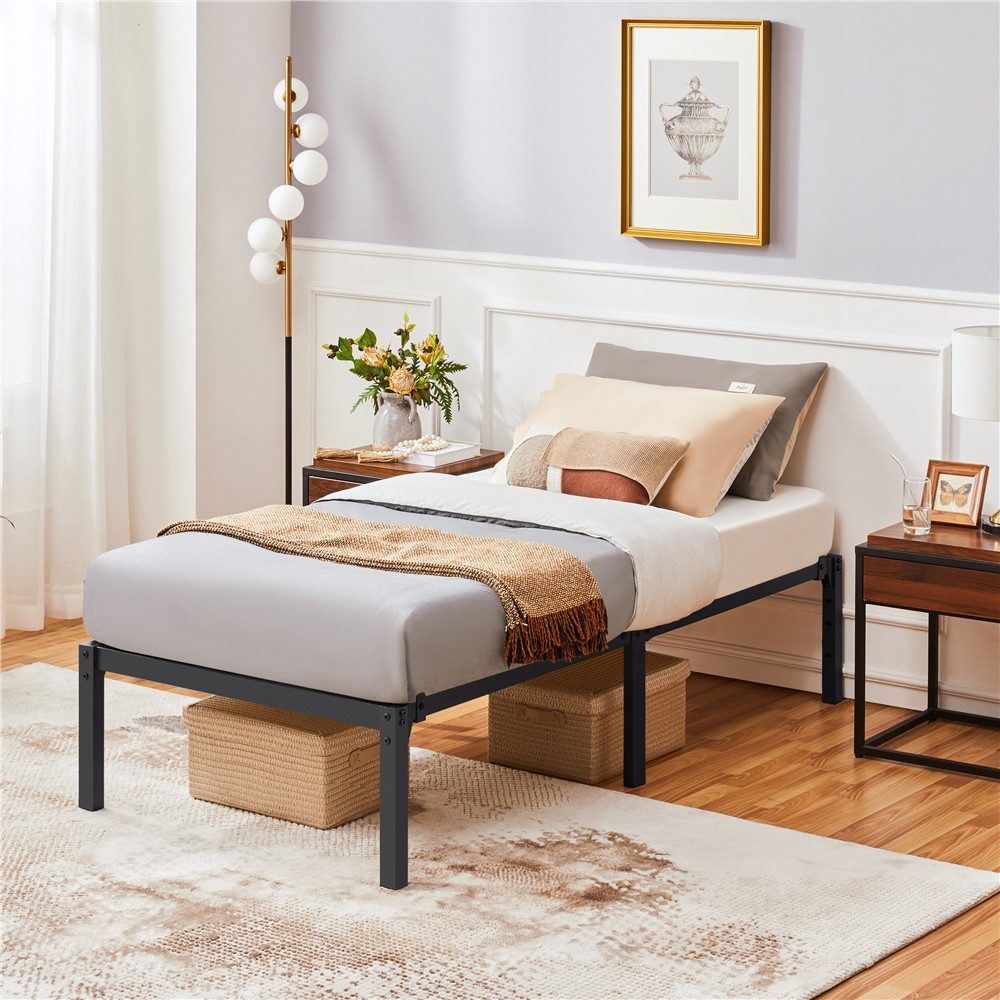 Yaheetech Metallbett 90x190/90x200/140x200/160x200 cm, Bettrahmen 36/41 cm H mit Lattenrost, Bettgestell aus Metall