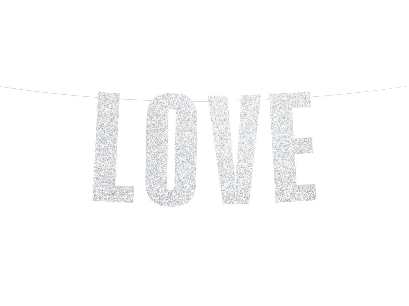 Glitzer Girlande silber Buchstaben Banner Love partydeco Girlande, mit 21x55cm