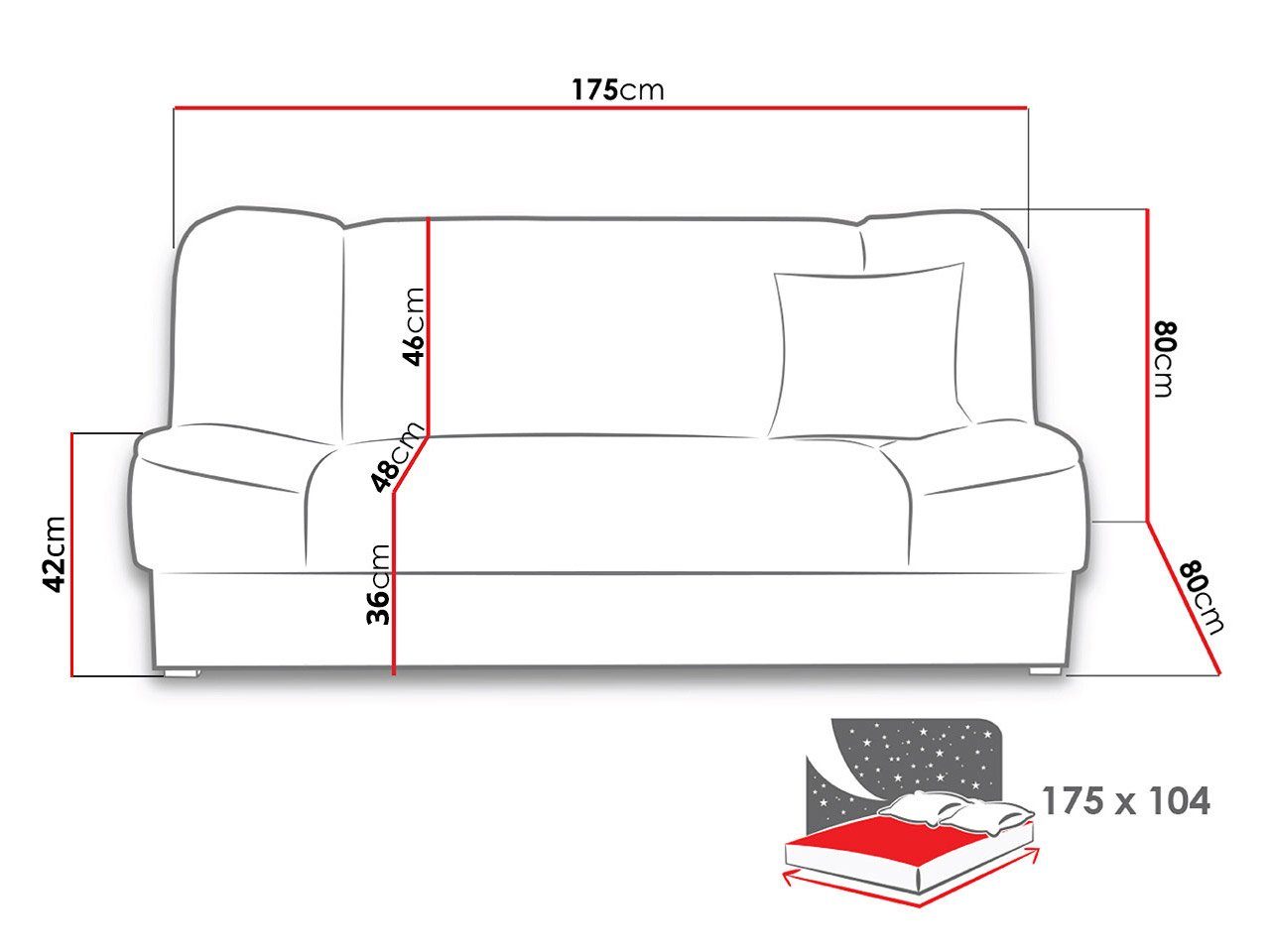 MIRJAN24 Schlafsofa Gabi, mit mir Aufklappmechanismus Bettkasten Schlaffunktion, und Kissen, Wellenfeder