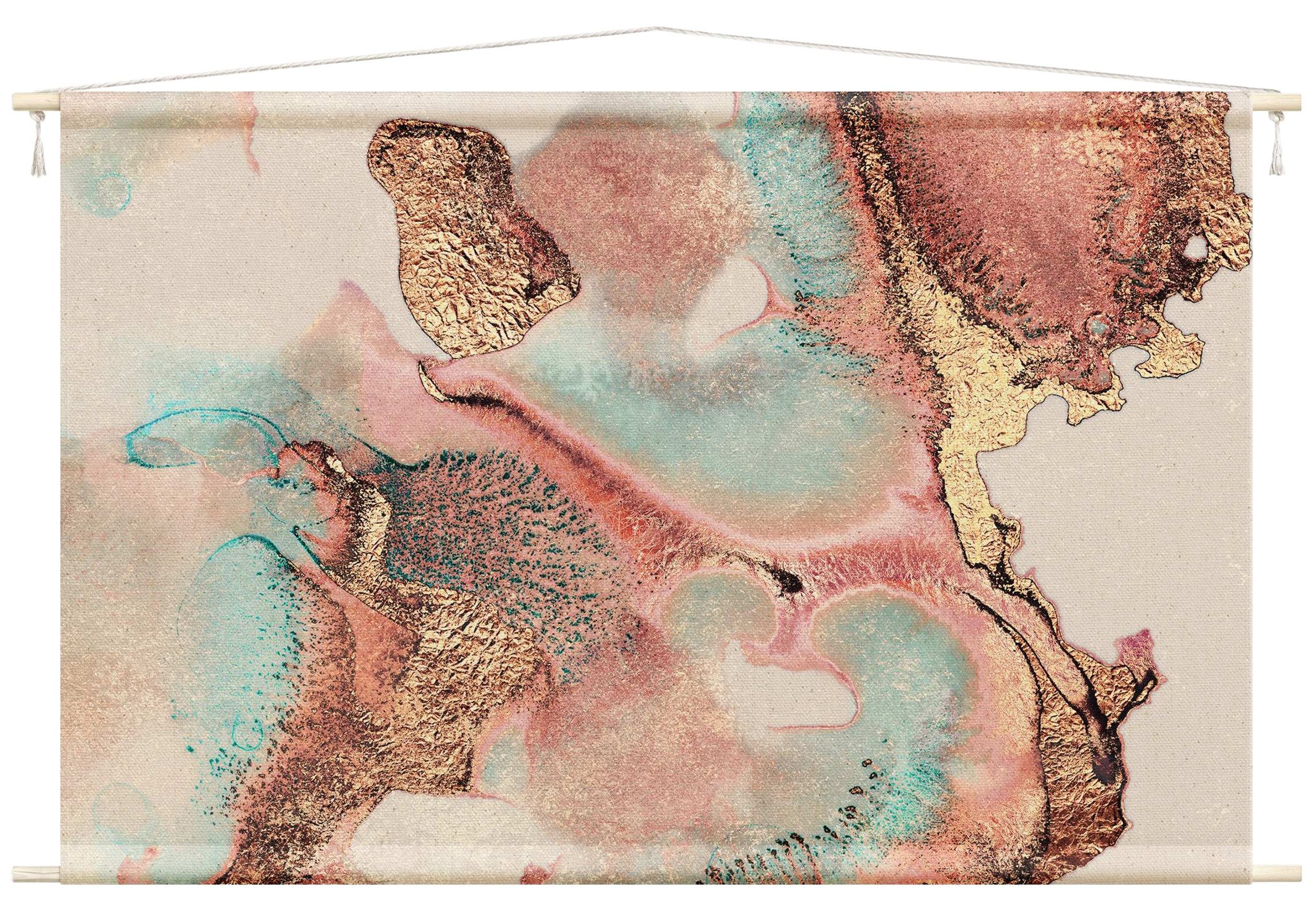Bilderdepot24 Wandteppich modern Abstrakt Aquarell rosa, rechteckig, Höhe: 2.6 mm, großes Wandbild aus Natur-Baumwolle Wandbehang Stoffbild Tuch Wollseil