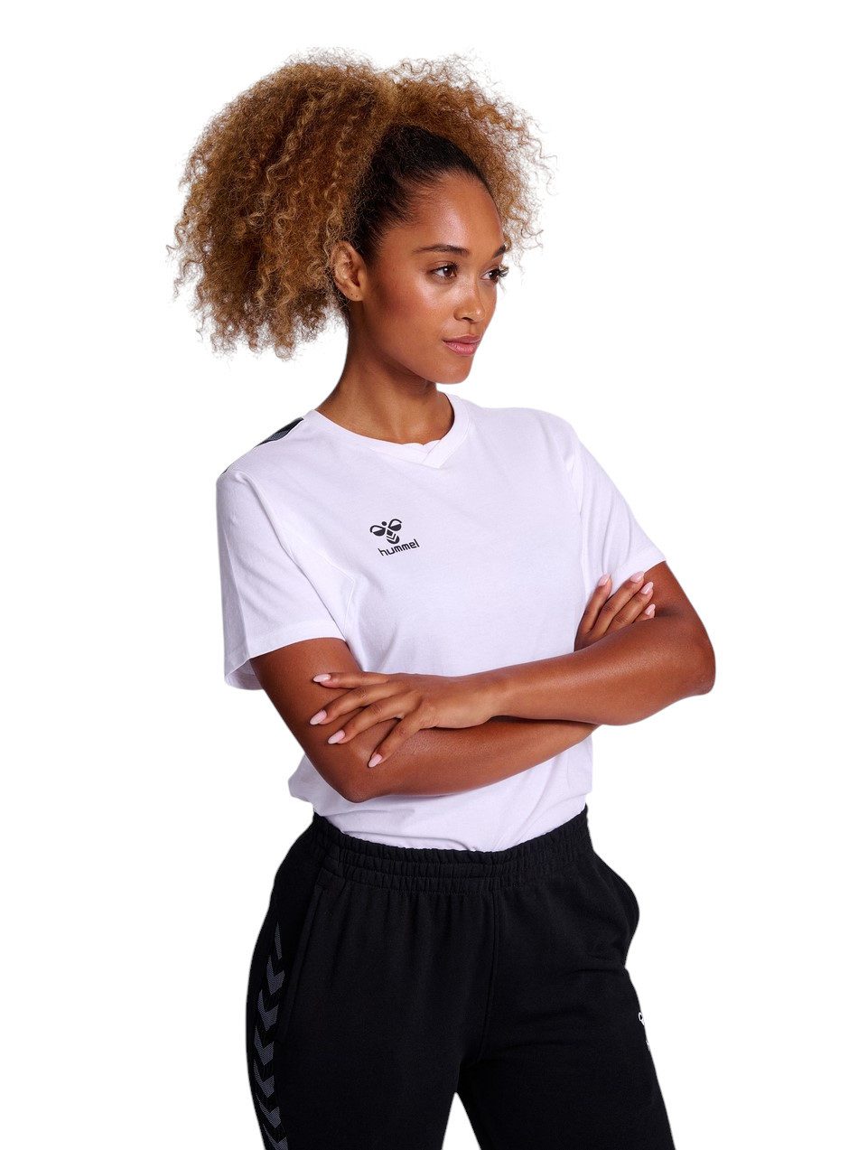 hummel Kurzarmshirt Sport-Shirt hmlAUTHENTIC CO (100% Baumwolle) Kurzarm weiss Damen