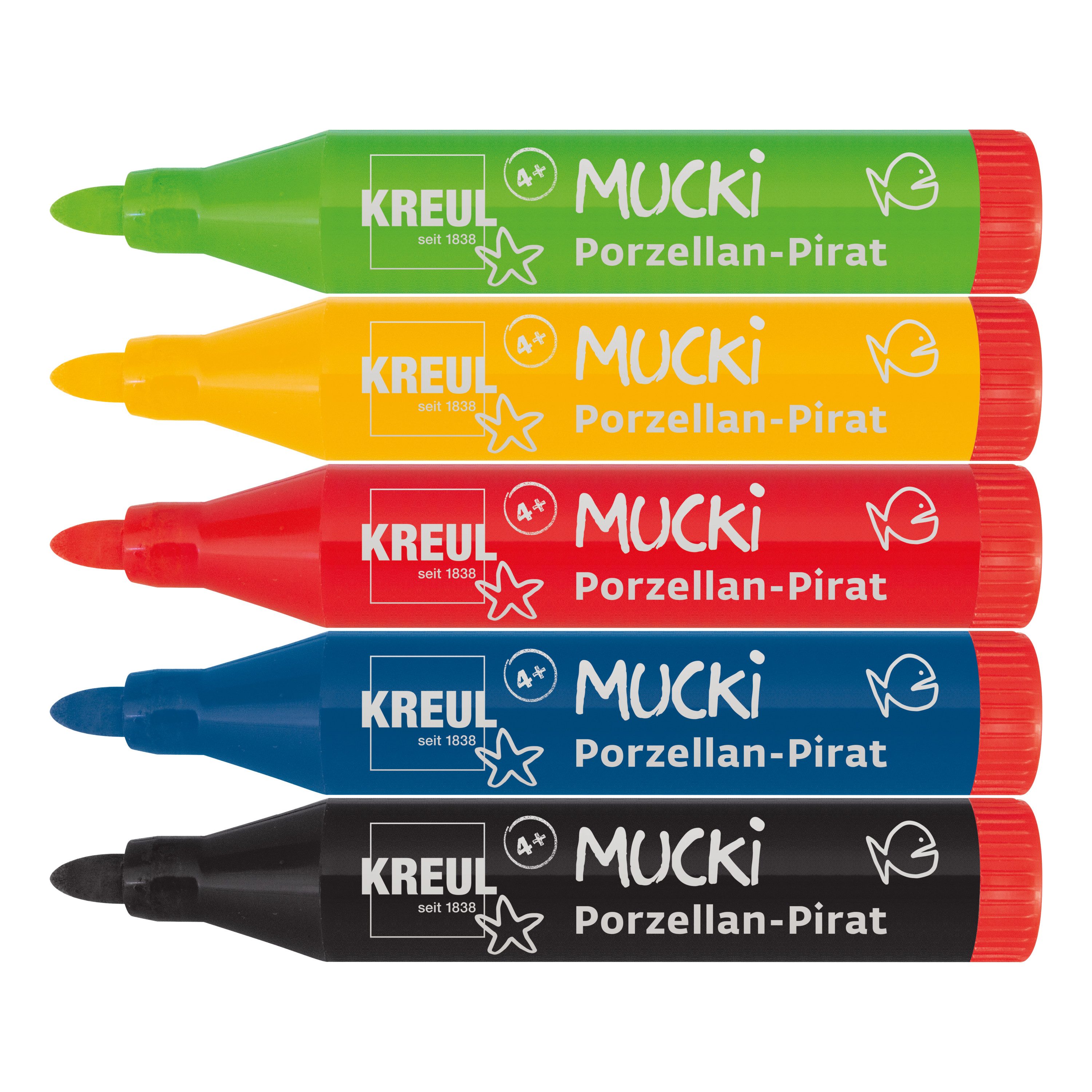 Kreul Lackmarker Mucki Porzellan-Pirat, Porzellanmalstift 5er-Set