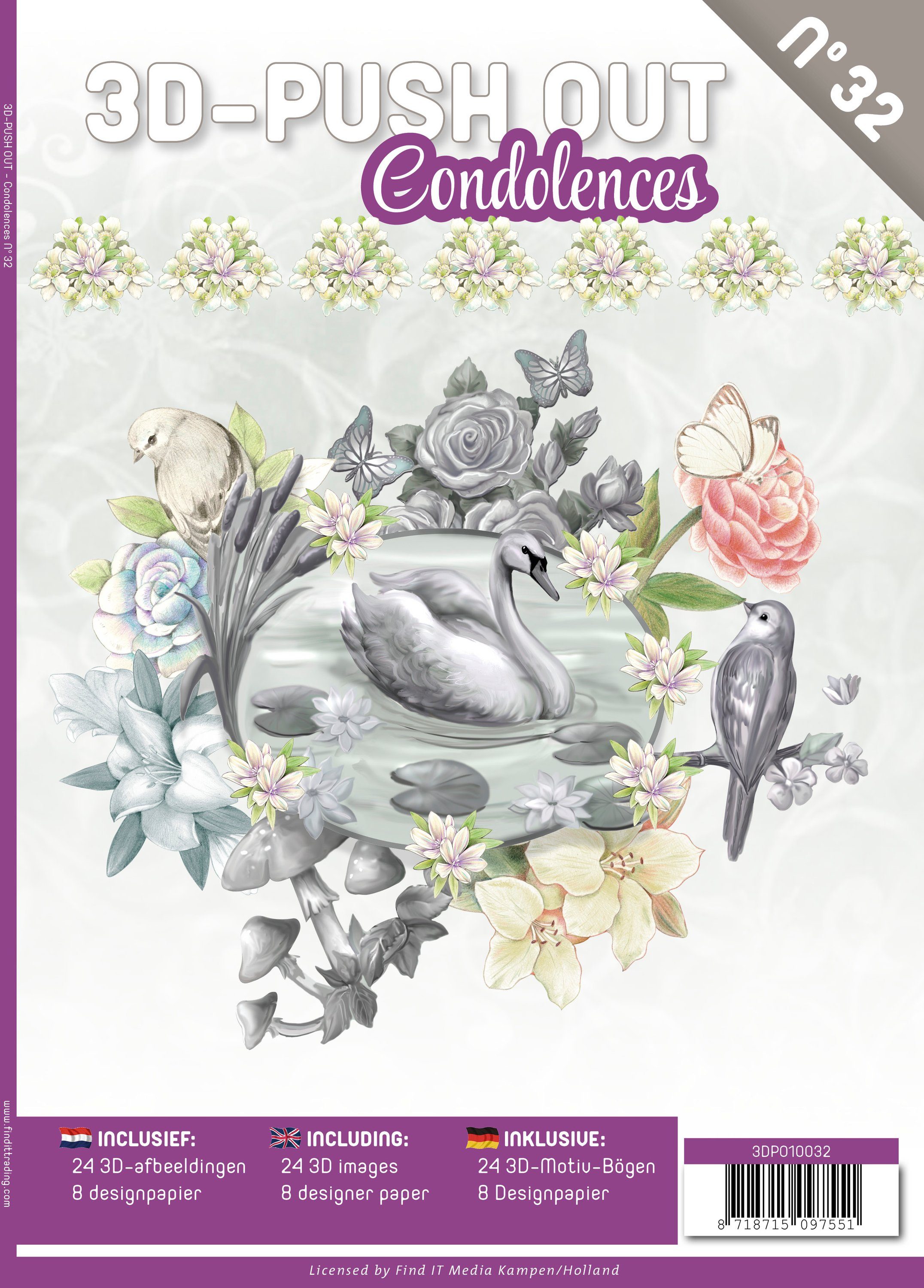 FINDit Motivpapier Stanzbogenbuch Condolences, 3D DIN A4
