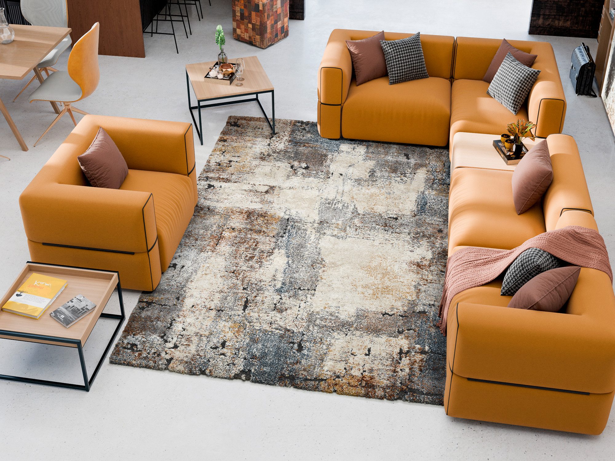 OCI DIE TEPPICHMARKE Teppich CYRUS SUN, rechteckig, Höhe: 20 mm, Design Kurzflor Teppich, 3D-Hochtief-Optik, Wohnzimmer