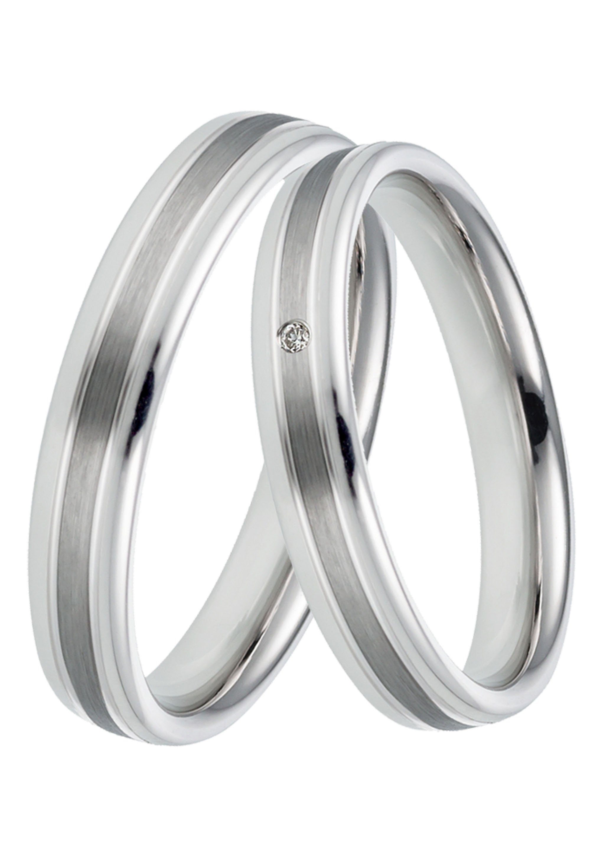 Geschenk Schmuck Brillant in DOOSTI mit Trauring Silber o. Ehering Partnerring Germany, Made Trauring LIEBE, 925 ohne