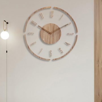 Welikera Wanduhr Wanduhr mit Holzgehäuse für Wohnzimmer Büro Schlafzimmer,Φ 35 cm