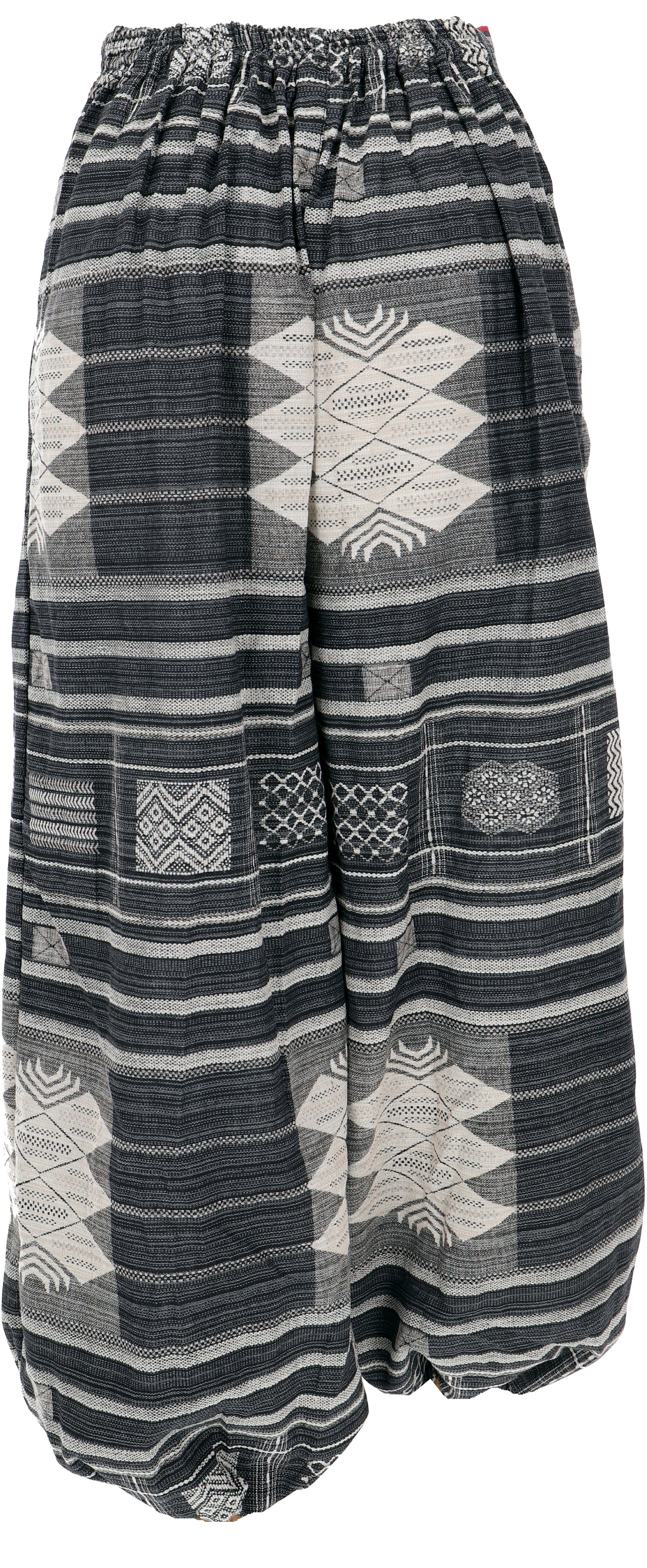 Guru-Shop Relaxhose Yogahose, Ikat Pluderhose mit breitem gewebtem.. Ethno Style, alternative Bekleidung