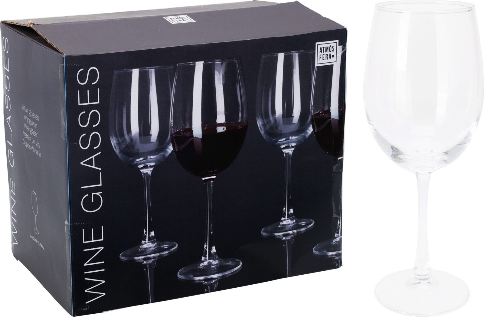 Koopman Weinglas Transparent 465 ml 6 er Set, 6-tlg., Glas, 6tlg, Rotweinglas, Glas, Weißweinglas, 22cm