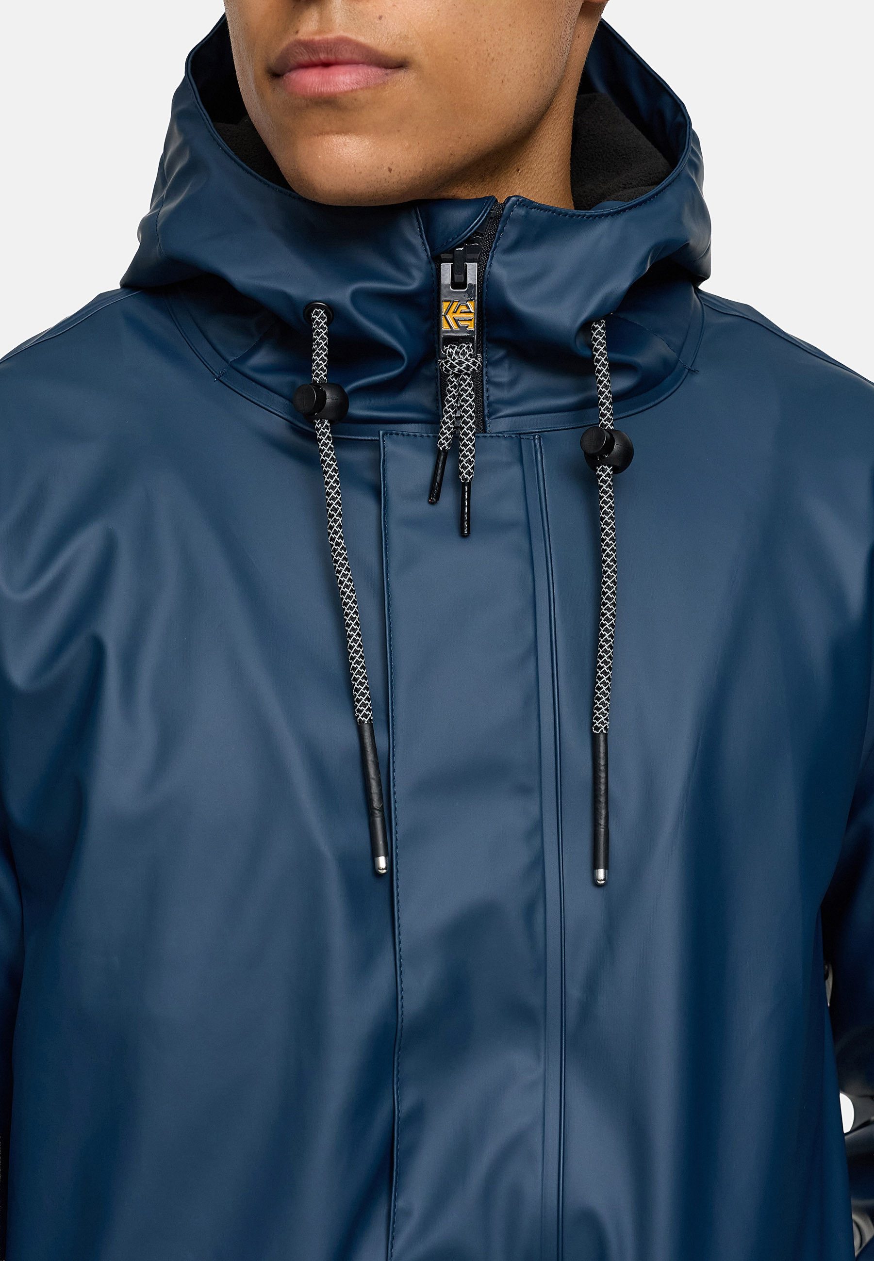 INDICODE Regenmantel Herren INTommy Nässeschutz Herrenjacke mit Kapuze und vielen funktionalen Taschen – Bild 5 von 5