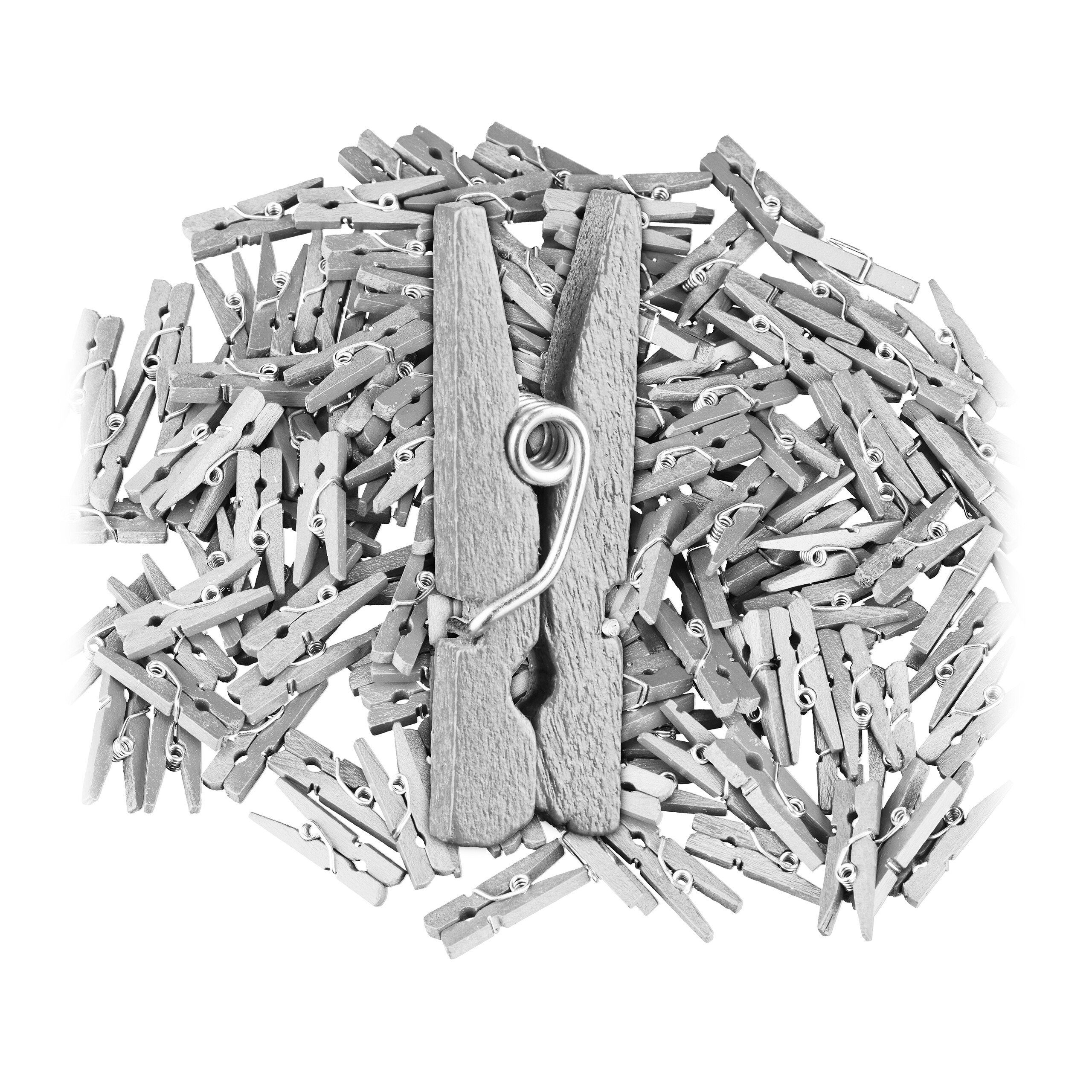 relaxdays Streudeko Mini Holzklammern 400er Set, silber