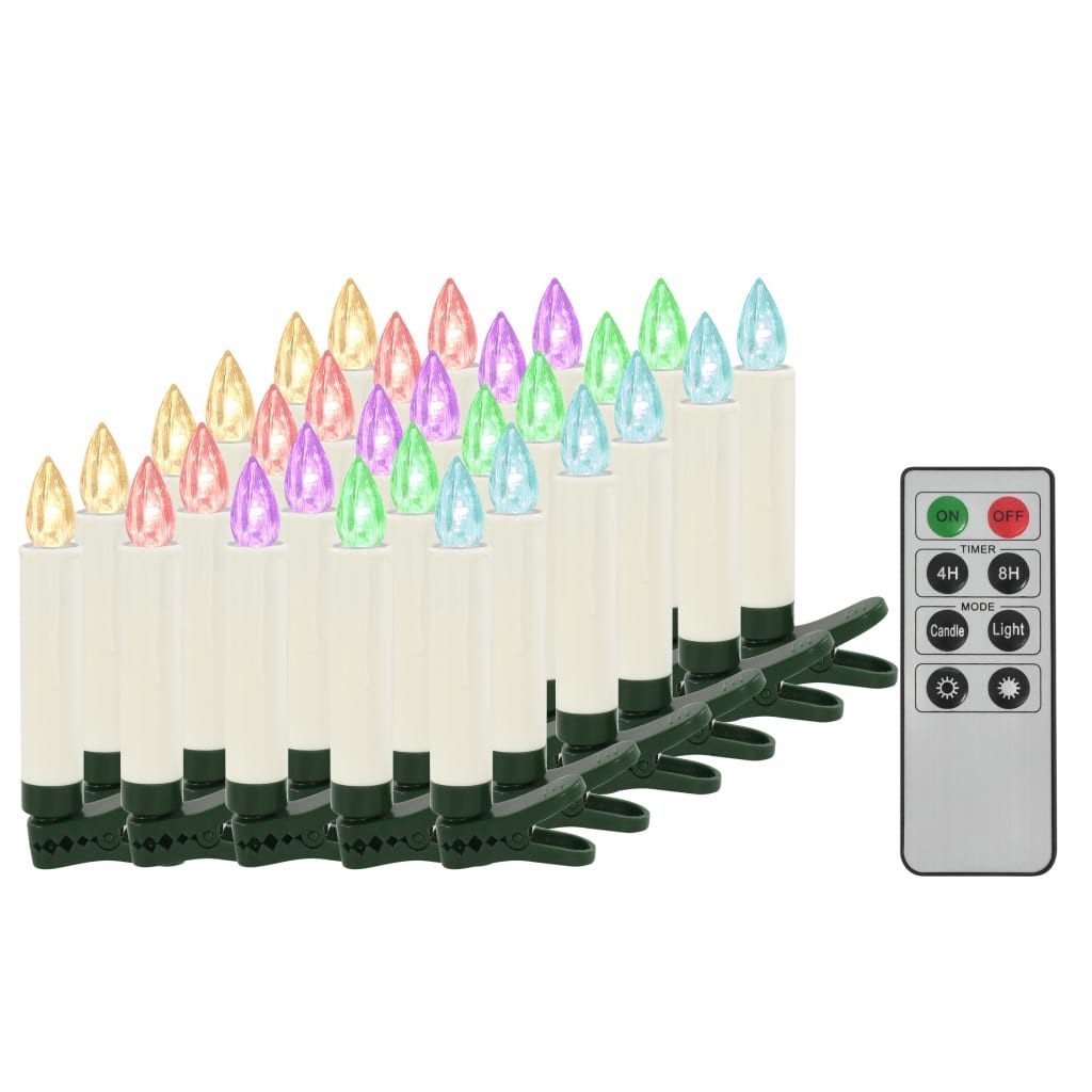 vidaXL LED Dekofigur LED-Weihnachtskerzen 30 Stk. Kabellos mit Fernbedienung RGB