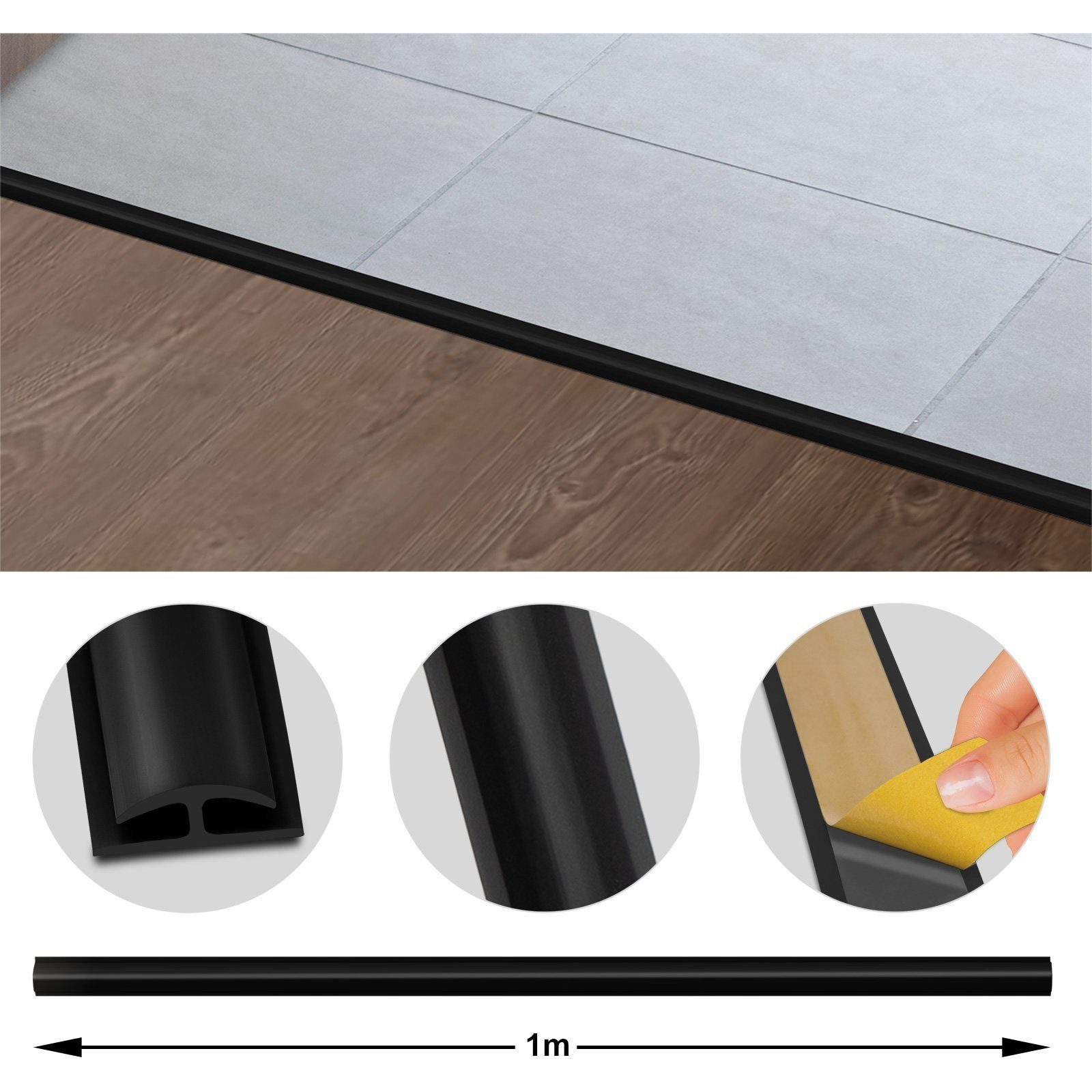 Floordirekt Abschlussleiste Doppeleinfassleiste Jersey, erhältlich in 3 Farben, Leiste, selbstklebend