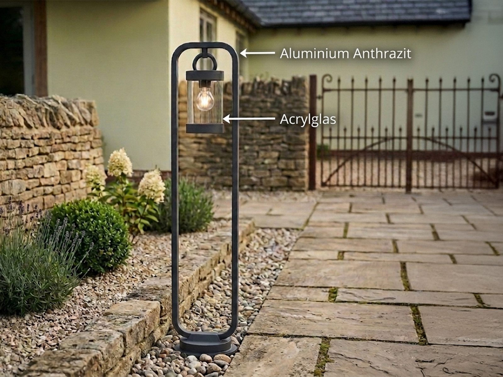 TRIO Leuchten LED Pollerleuchte mit Dämmerungssensor, Höhe 100cm, LED wechselbar, Warmweiß, Landhausstil Garten-Laterne zur Wegbeleuchtung, inkl. E27 LED