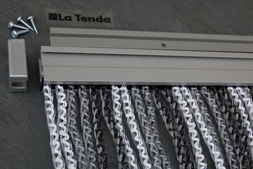 La Tenda Insektenschutz-Vorhang La Tenda AREZZO 1 XL Streifenvorhang grau, 120 x 230 cm, PVC - Länge und Breite individuell kürzbar