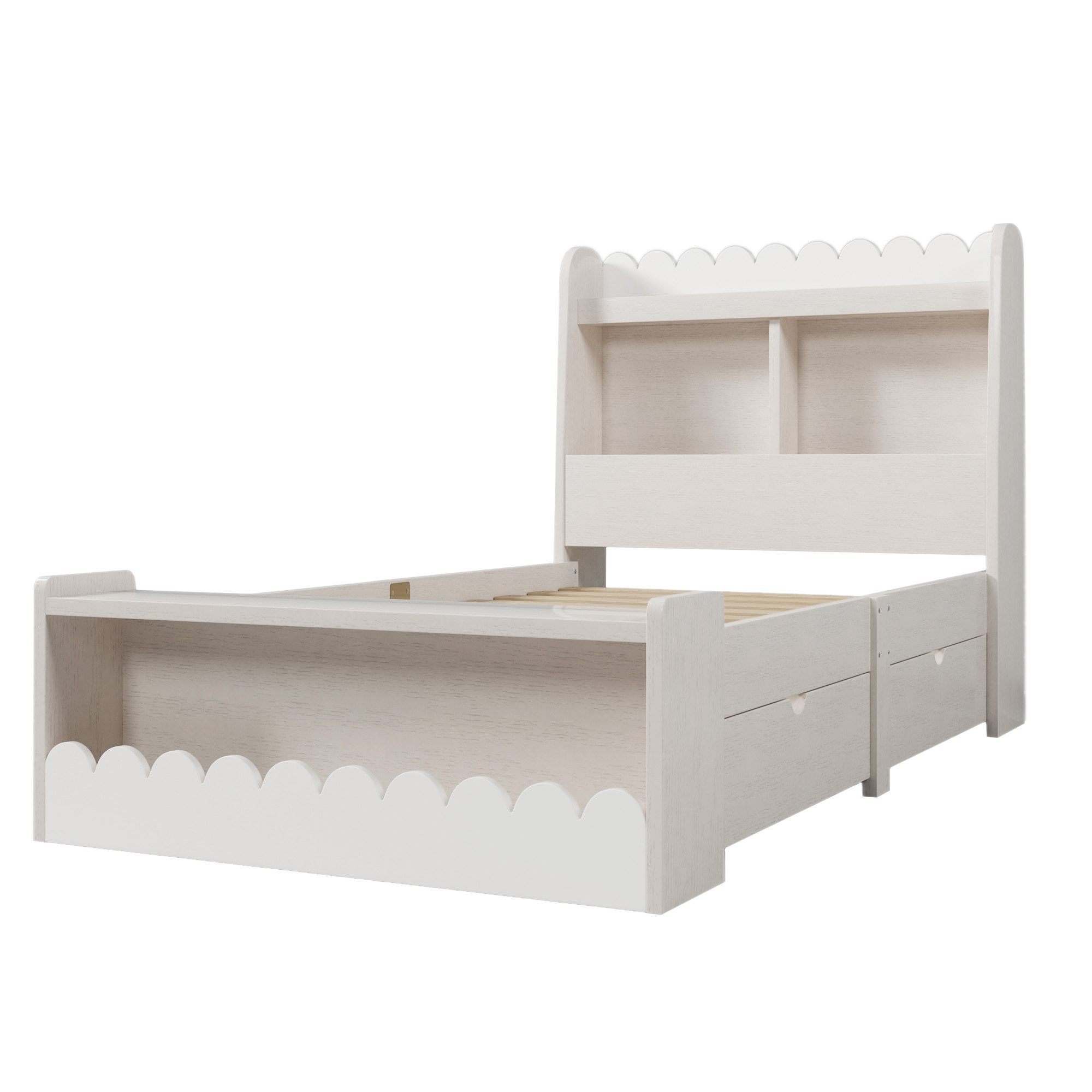 Yemaster Holzbett Kinderbett 90x200 cm Weiß, günstig online kaufen
