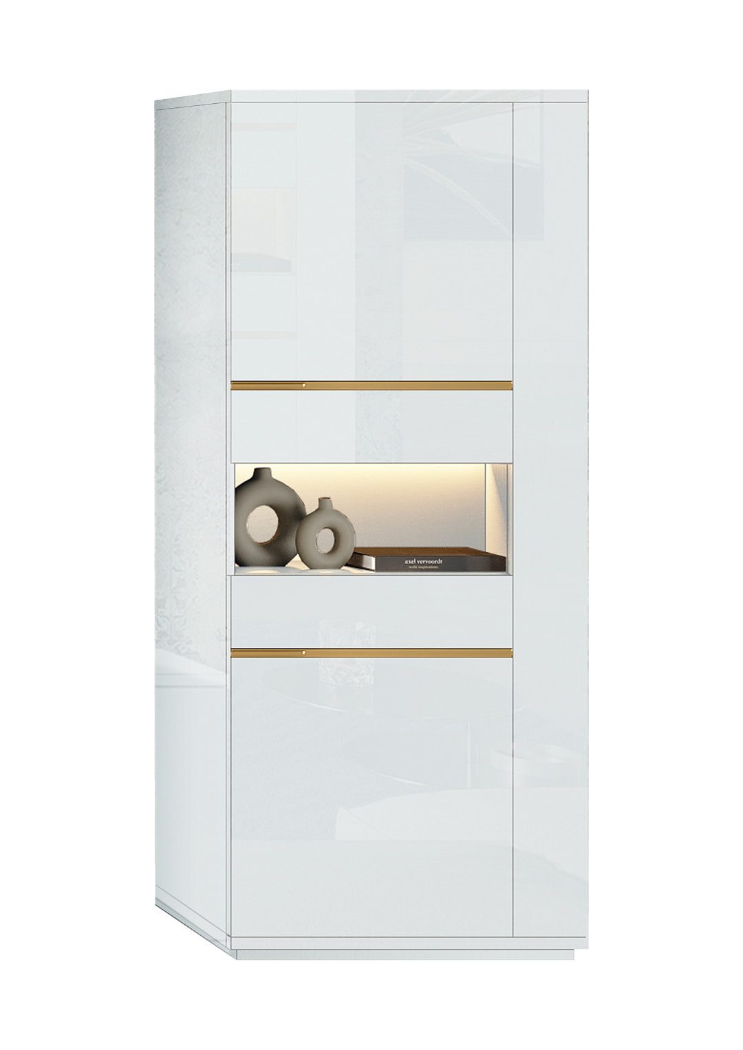 Interdesign24 Standvitrine Pegaso (2-Türig mit offenem Fach, in Hochglanz Weiß) Made in Italy