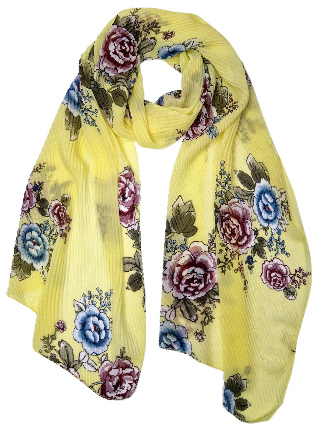 dy_mode Halstuch Damen Schal Blumenmuster Leichtes Halstuch Frühlingsschal, Crinkle-Optik, Blumenmuster