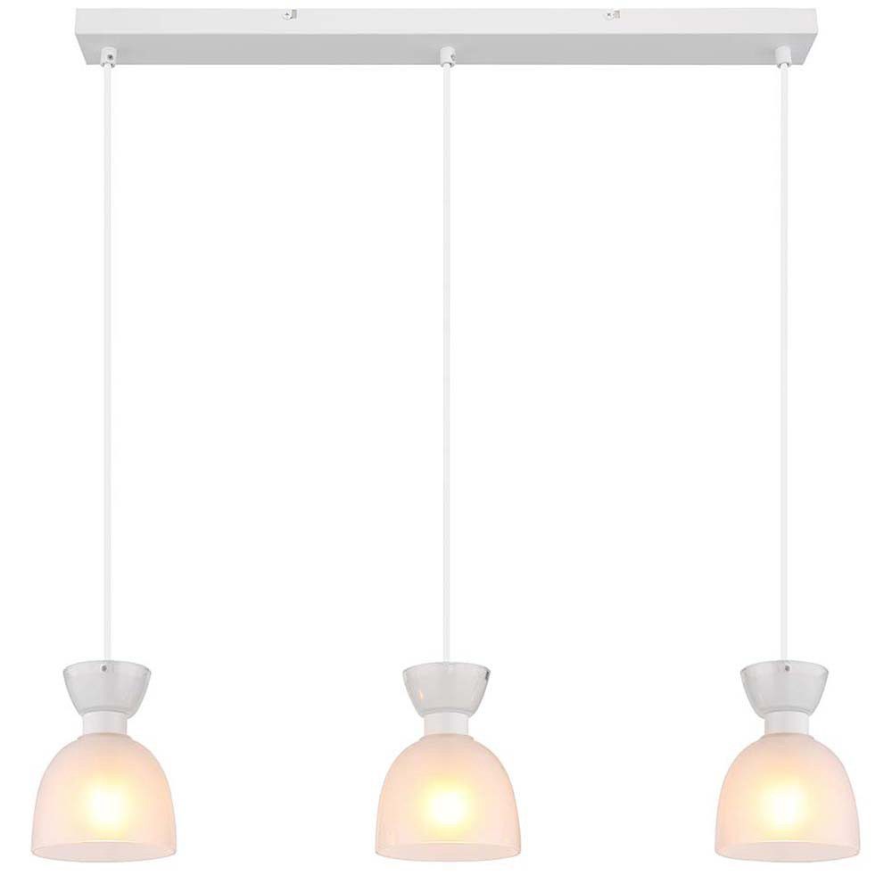 GLOBO LIGHTING LED Pendelleuchte, Leuchtmittel inklusive, Warmweiß, LED Pendelleuchte Esszimmerlampe 3-flammig Weiß Glas opal H 120 cm