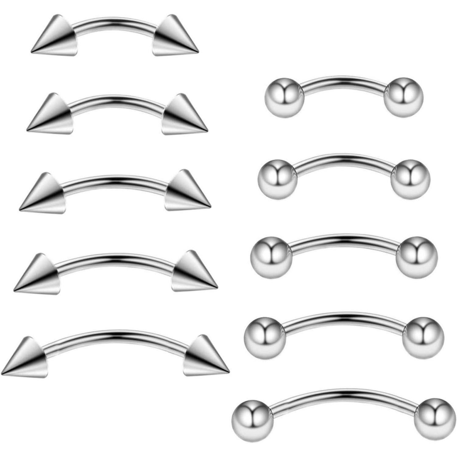 Augenbrauenpiercing 10stk Curved Barbell Piercing Augenbrauen Lippen 6mm 8mm 10mm