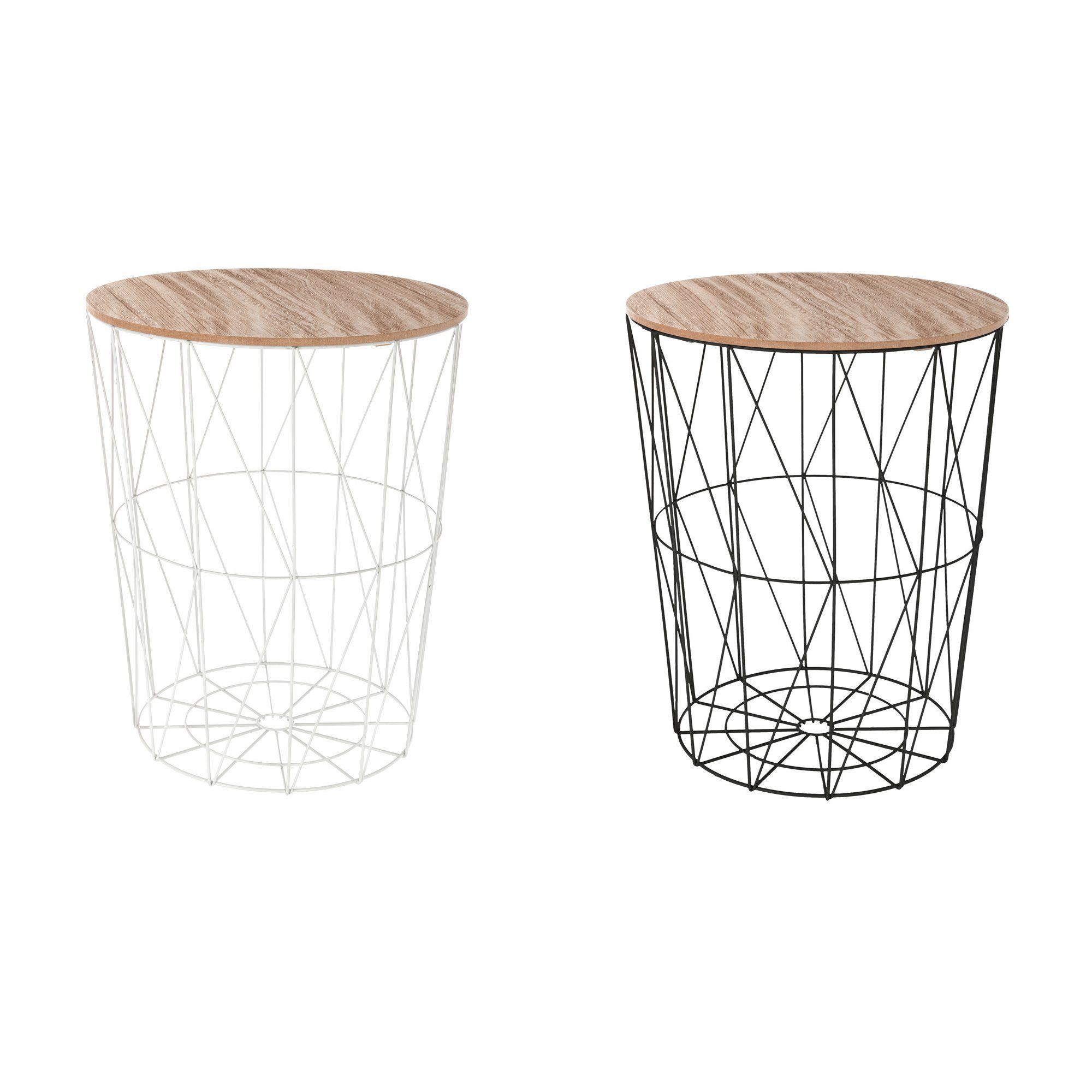 Atmosphera Créateur d'intérieur Beistelltisch Korbtisch Beistelltisch Metall Korb mit Holz Deckel 47 x 47 x 57 cm (funktional), keine